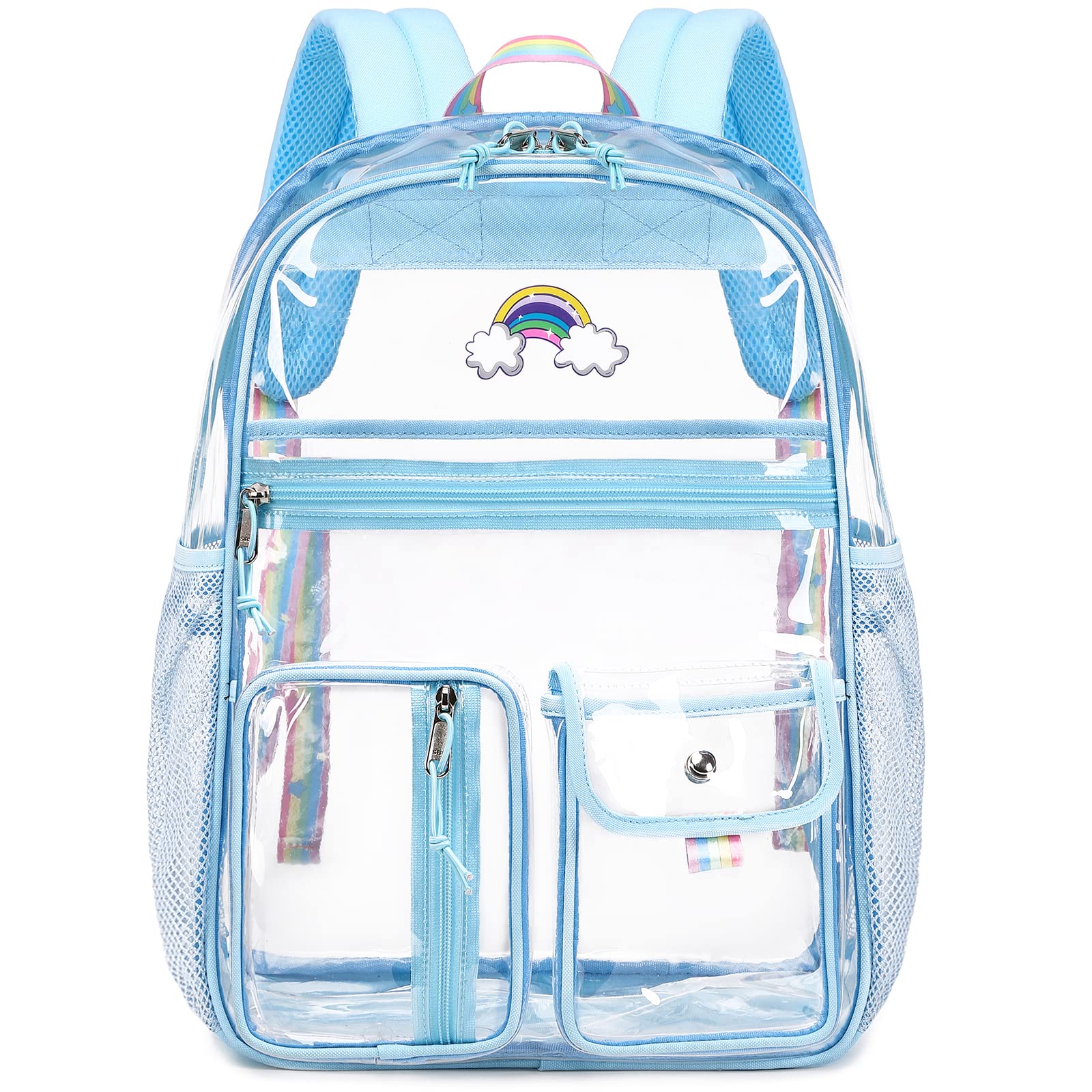 Lanola Clear Backpack for Girls Backpacks Elementary Bookbags Middle School bags Women Casual Daypack-Light Blue