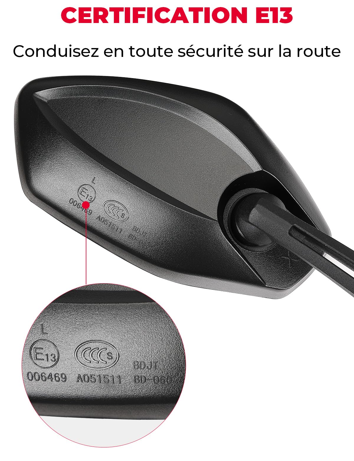KEMIMOTO Rétroviseur Moto Homologués Universel M8 et M10, Rétroviseur Moto avec Support, Rétroviseur Latéral Arrière, Rétroviseur Scooter Compatible avec MT07, MT09