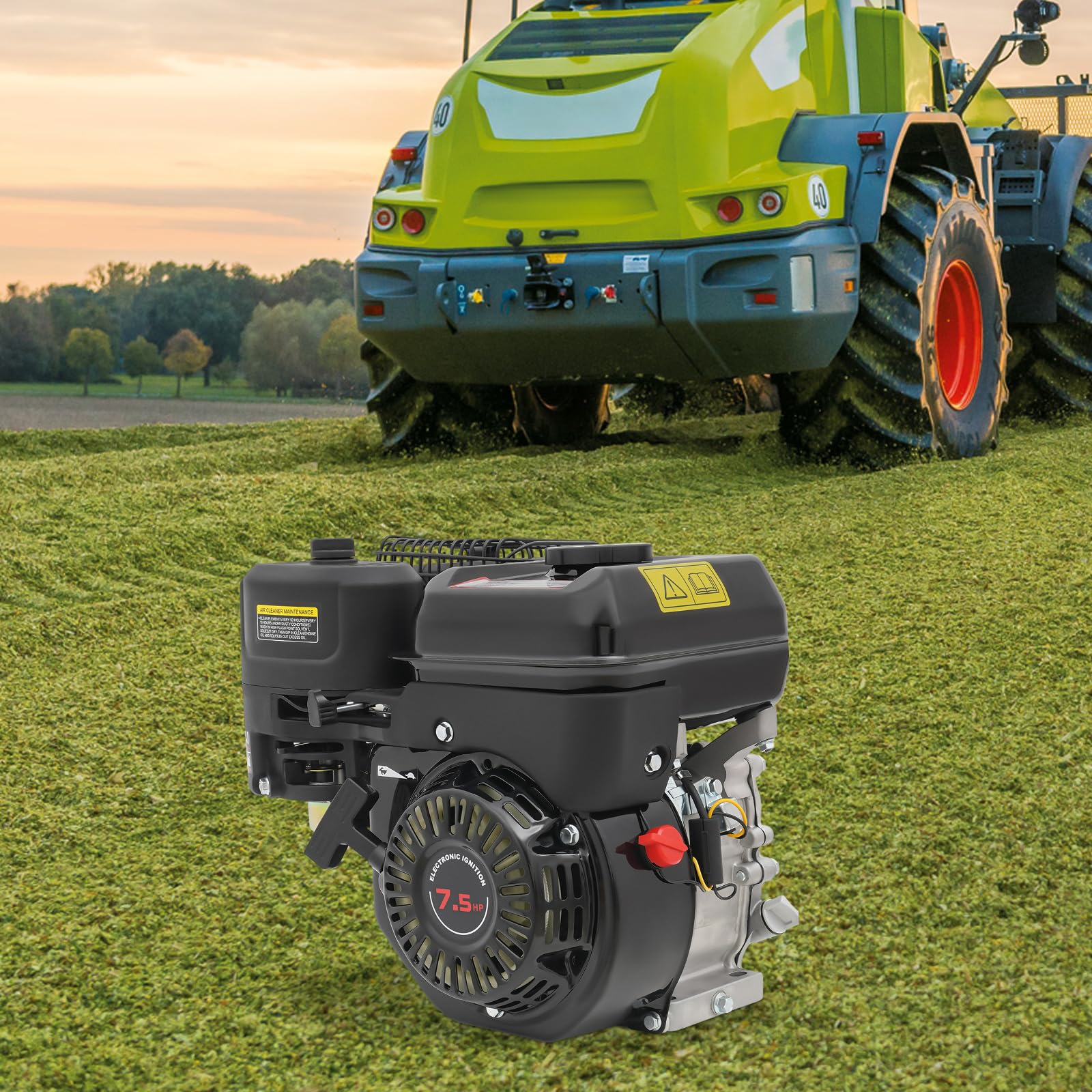 Motore a benzina, 7,5 CV, 4 tempi, 212 cc, monocilindrico, raffreddato ad aria, avviamento a fune, motore a benzina con silenziatore, per pompa dell'acqua e tosaerba, generatore, serbatoio da 3,6 l