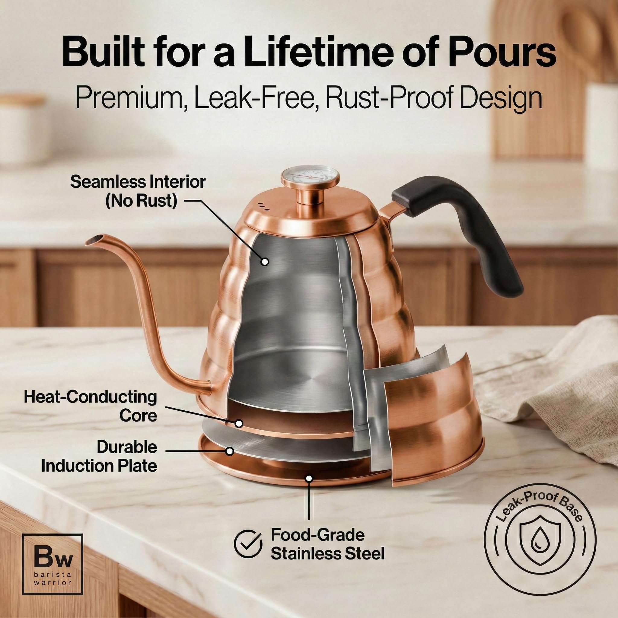 Amazon.com: Barista Warrior Gooseneck Kettle with Thermometer