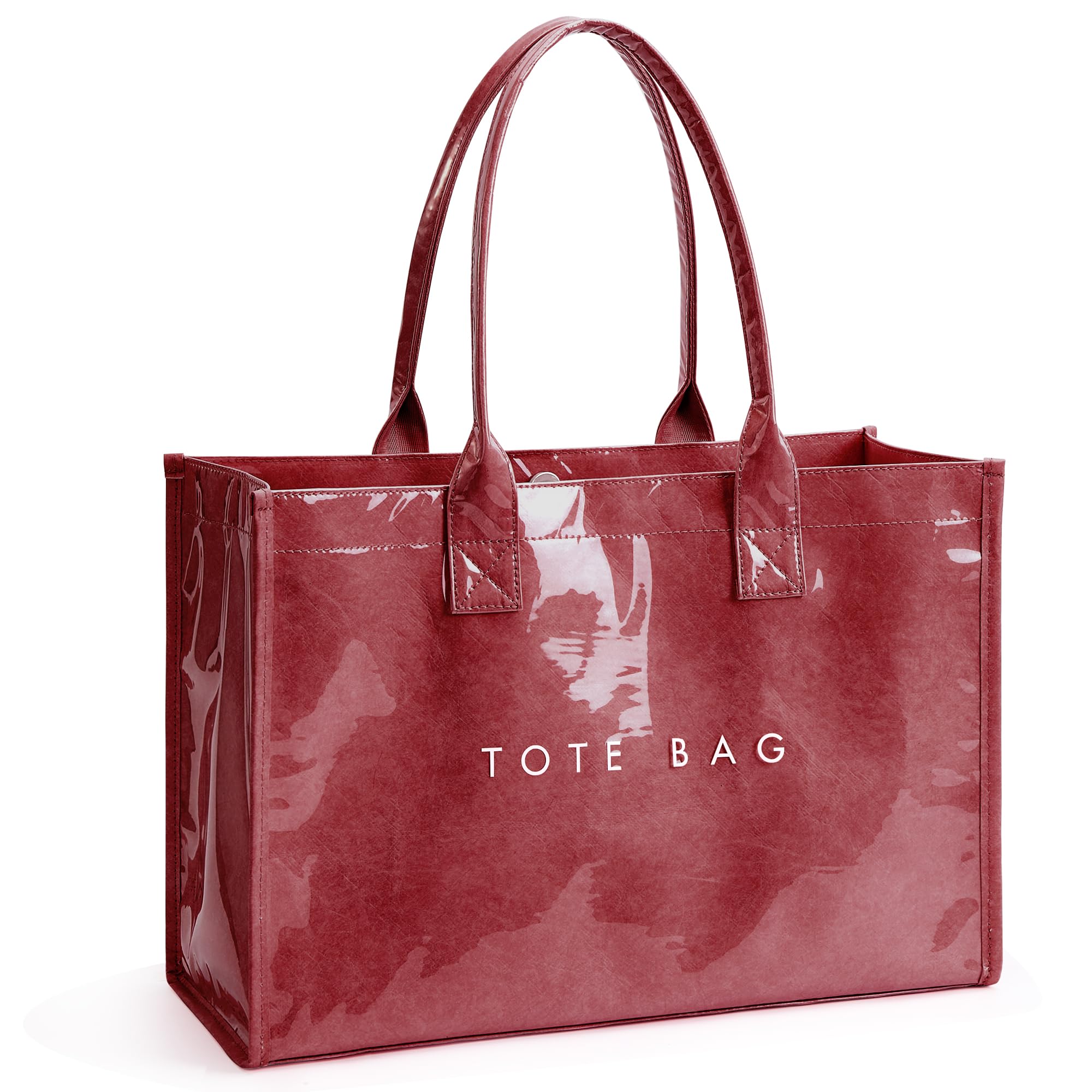 KALIDI PVC Tote Bag Women’s Kraft Paper Work Handbags Purses with Top Handle