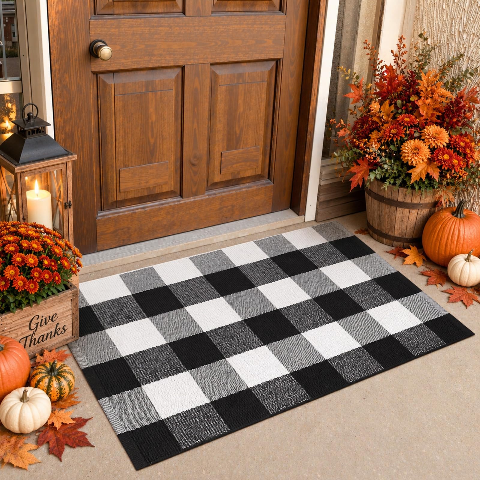Amazon.com : KIMODE Front Door Mat Buffalo Plaid Outdoor Rug 24