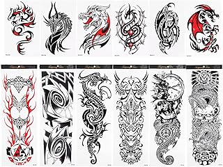 Sluffs Tatuagens Temporárias De Braço Inteiro, 6 Pçs Tatuagens Temporárias à Prova D'água De Braço Inteiro 6 Pçs Tatuagens De Ombro De Meio Braço Extra Grande Duradouro Adesivos De Tatuagem Para Homen