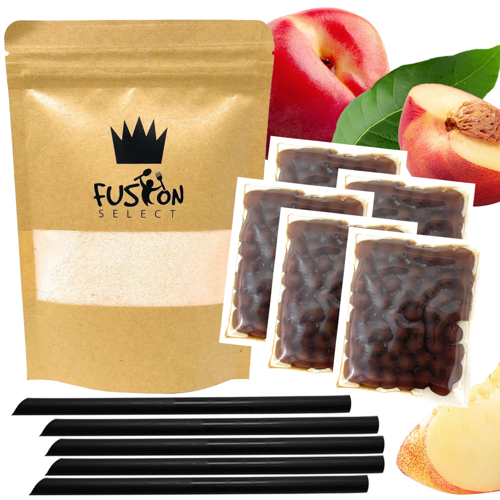 Buy Fusion Select Authentic Bubble Tea Kit Peach Bubble Tea Drink, Boba