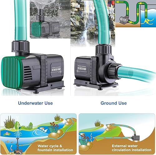 Miniatura 6 de Luckerain Bomba de agua sumergible de 800 GPH para acuario, con controlador de frecuencia variable, cable de 18 pies, bomba de retorno silenciosa