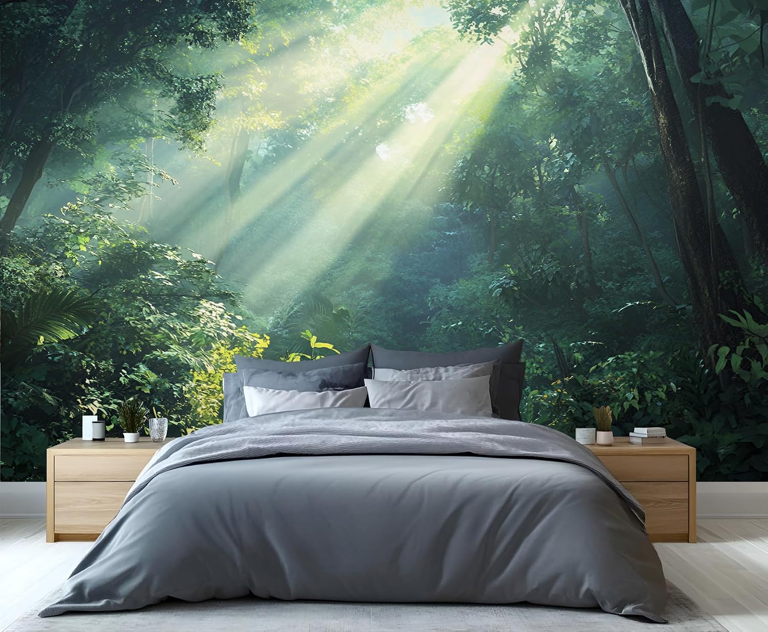Forest Wallpaper, Sunshine Wallpaper, Nature Landscape Large Wall Murals for Bedroom Renter Living Room 78" x 55"(Not Peel and Stick)