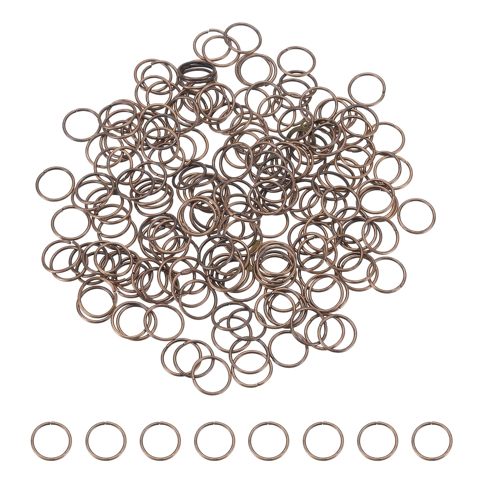 sourcing map 200Pcs Open Jump Rings,14mm Split O Ring 1.2mm(THK),Copper — image 1