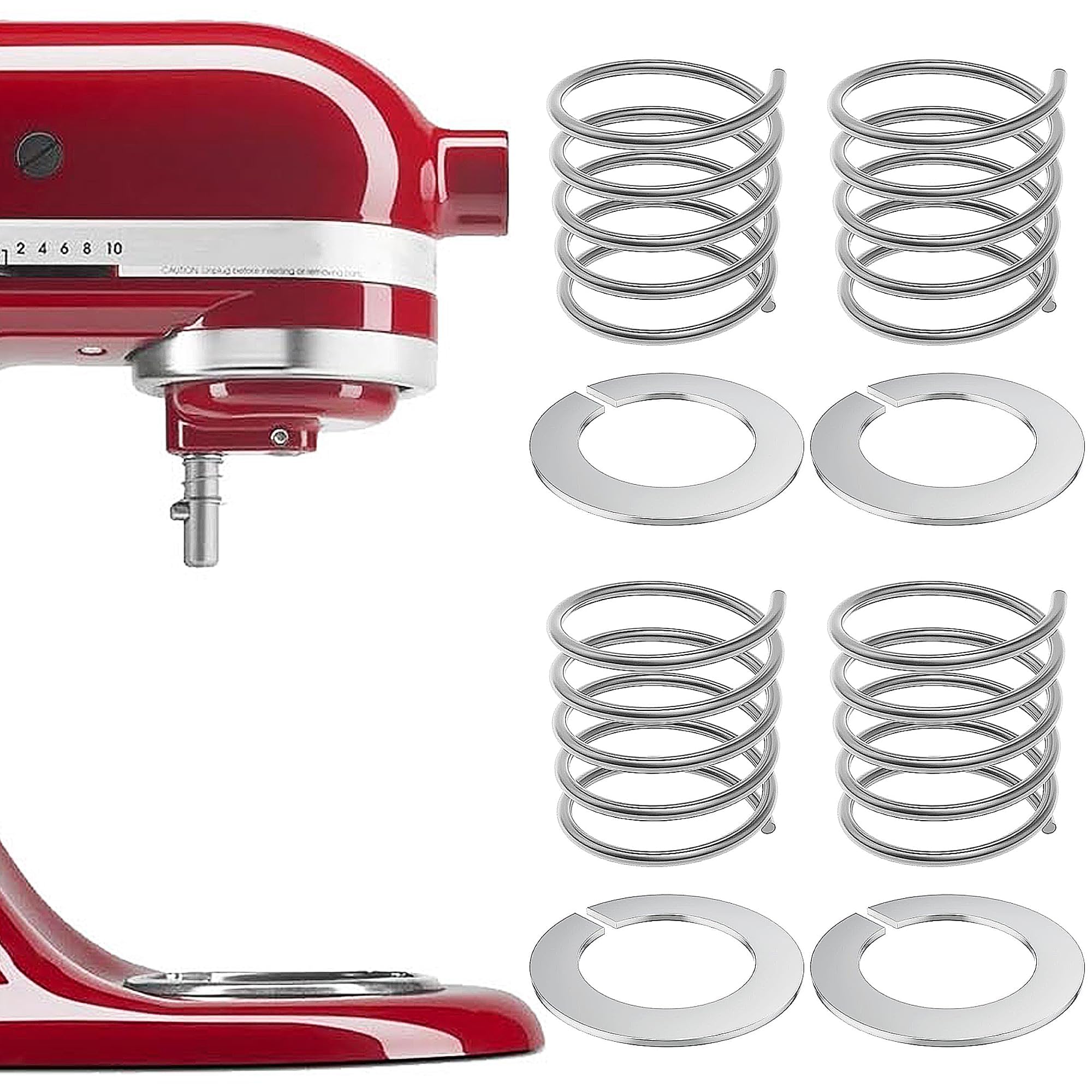 4 sztuki sprężyn i podkładki ze stali nierdzewnej do miksera stojącego Kitchen Aid, akcesoria zamienne, kompatybilne z mikserem stojącym Kitchen Aid 3,5/4/5/6/7/8 Quar