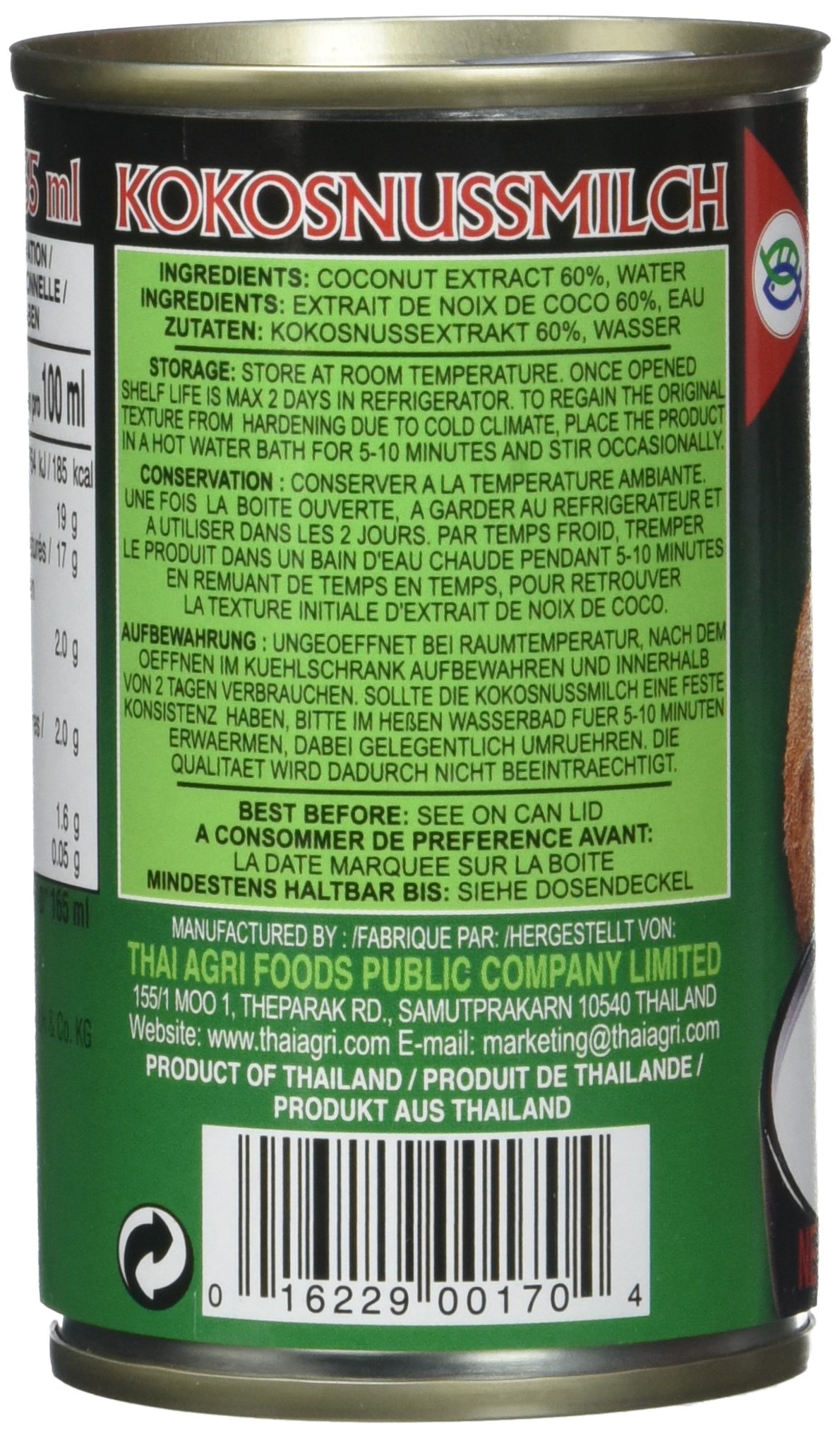 AROY-D Lait de Coco 165 ml 24 Pièces