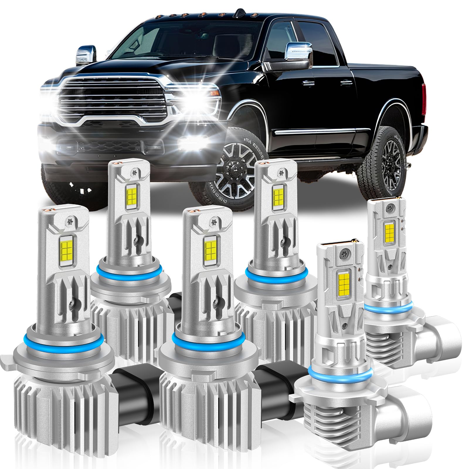 Photo 1 of GQWISCL Fit for Dodge 2013-2015 Ram 1500 2500 3500(with Projector) Light Bulbs, High/Low Beam Fog Light Bulbs Combo, 800% Brightness CSP Chips, 6000K White, Efficient Heat Dissipation, Pack of 6