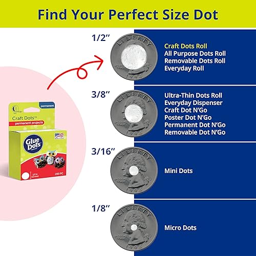 Miniatura 5 de Glue Dots, Puntos para manualidades, doble cara, 12 pulgada, .5 pulgadas, 200 puntos, cinta de pegamento para manualidades, puntos de pegamento