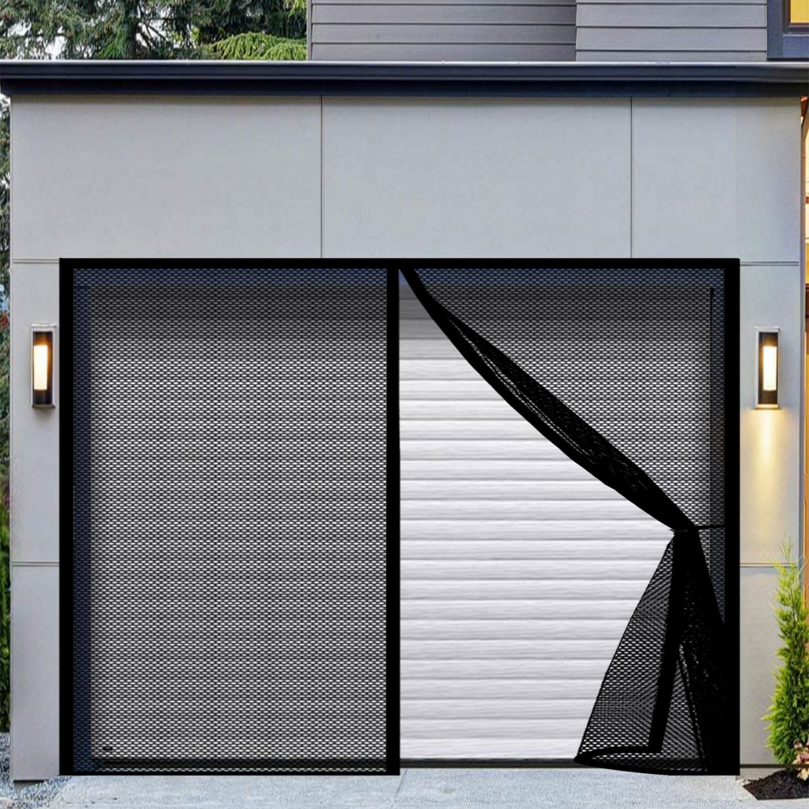 Guojun Black Fly Screens For Doors 122 X 230 Cm Keep Insects Out Self-Sealing Powerful Magnets Flyscreen French Doors Easy To Install Without Drilling For Patio Bedroom Sliding Kitchen,