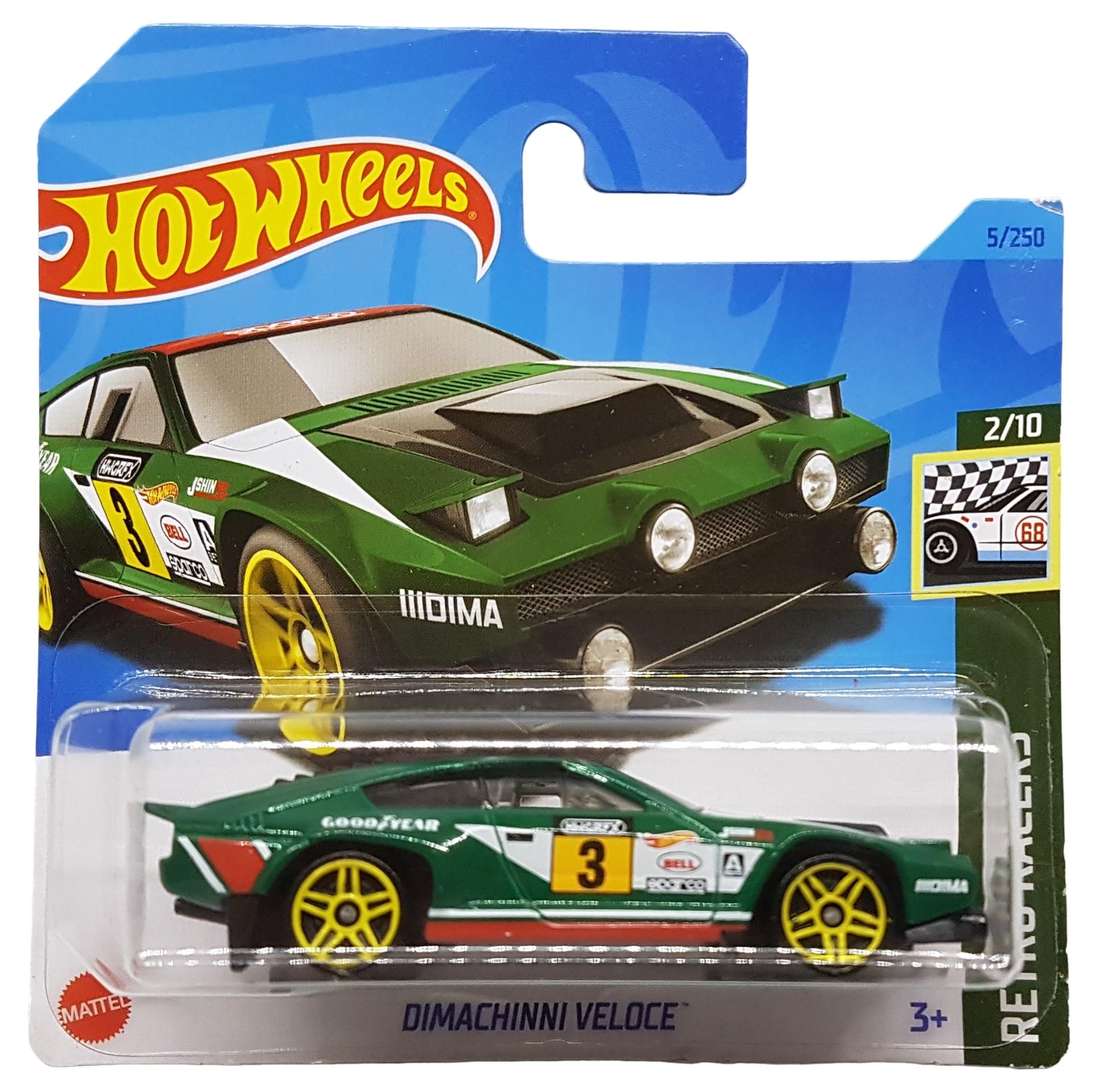Hot Wheels - Dimachinni Veloce - Retro Racers 2/10 - HKH03 - Short Card - Good Year - Bell - Sparco - Mattel 2023