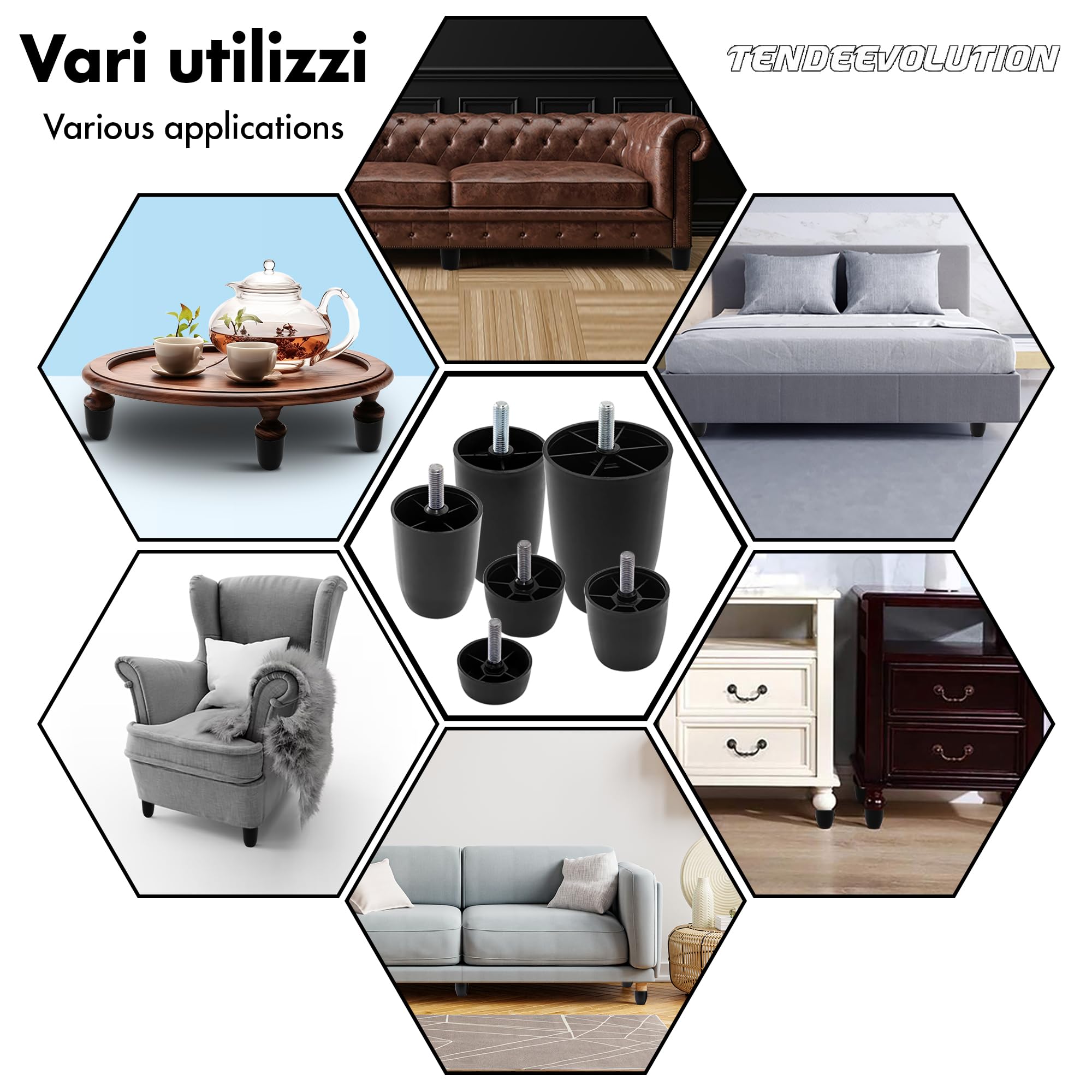 Pied De Meuble Terra Hauteur 50 Mm Alu Brossé Pied De Canapé Réglable En Hauteur Jusqu'À Max. 15