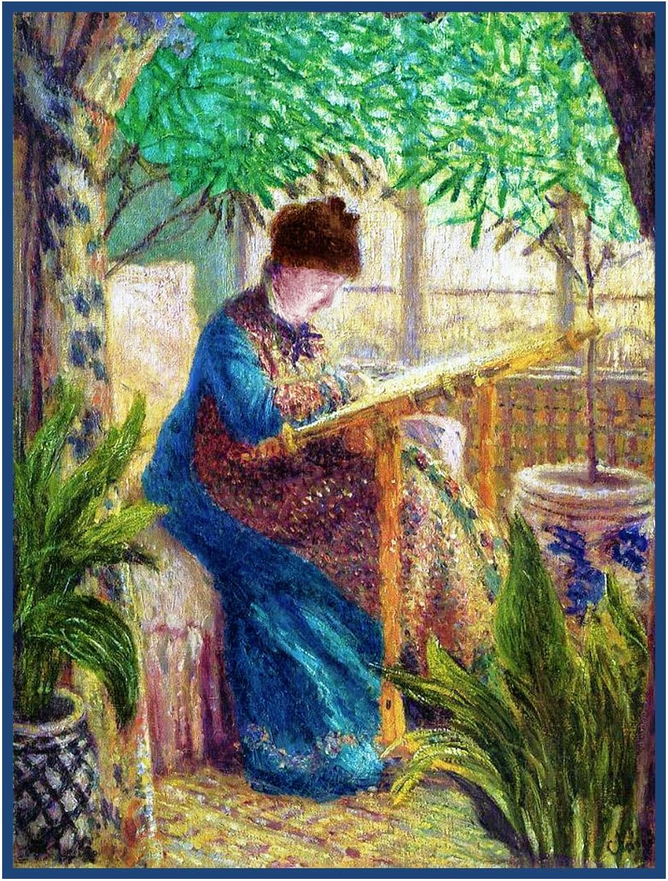 Orenco Originals Camille Embroidering by Claude Monet Counted Cross Stitch Pattern