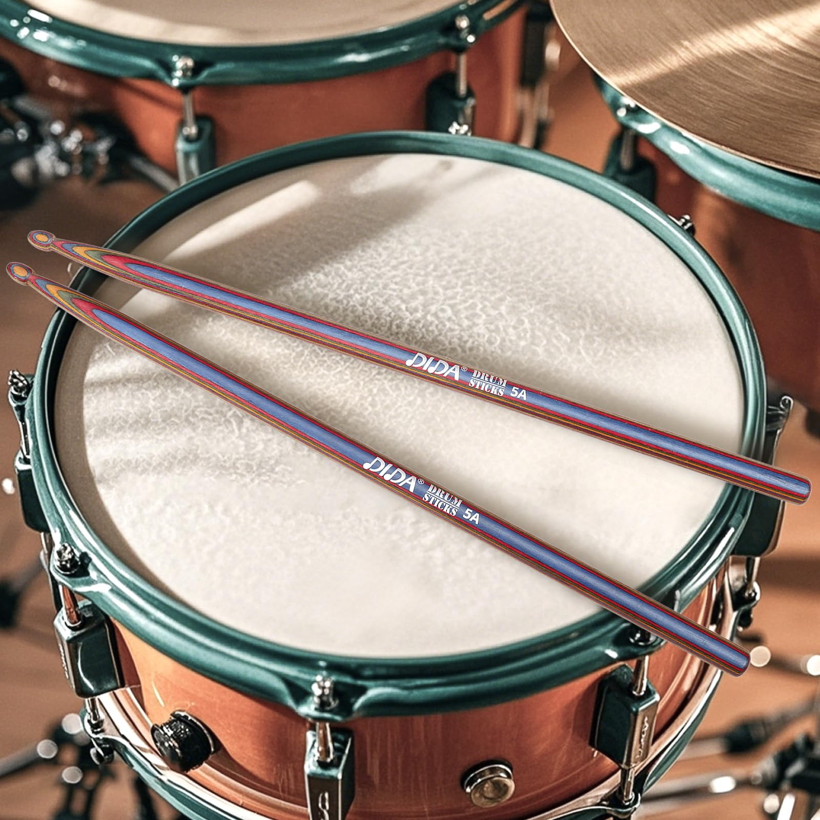Bacchette per batteria, bacchette in legno, peso e passo costanti, resistenti e resistenti per batteria jazz, set di bacchette per batteria elettronica, per professionisti, principianti (nero e rosso