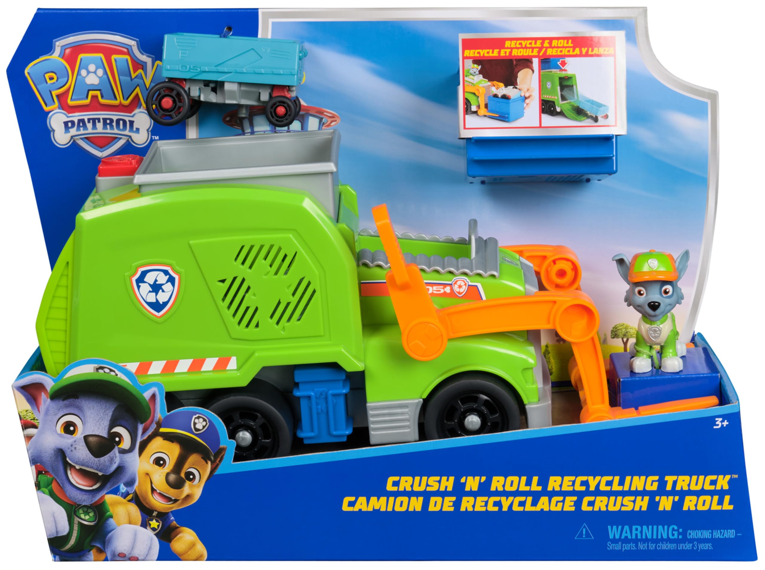 Paw Patrol Patrulla Canina - CAMIÓN DE Reciclaje Y Figura Rocky + Accesorios - Patrulla Canina Juguetes - Regalo Niño 3 años + - 6071248 - Juguetes Niños 3 años +