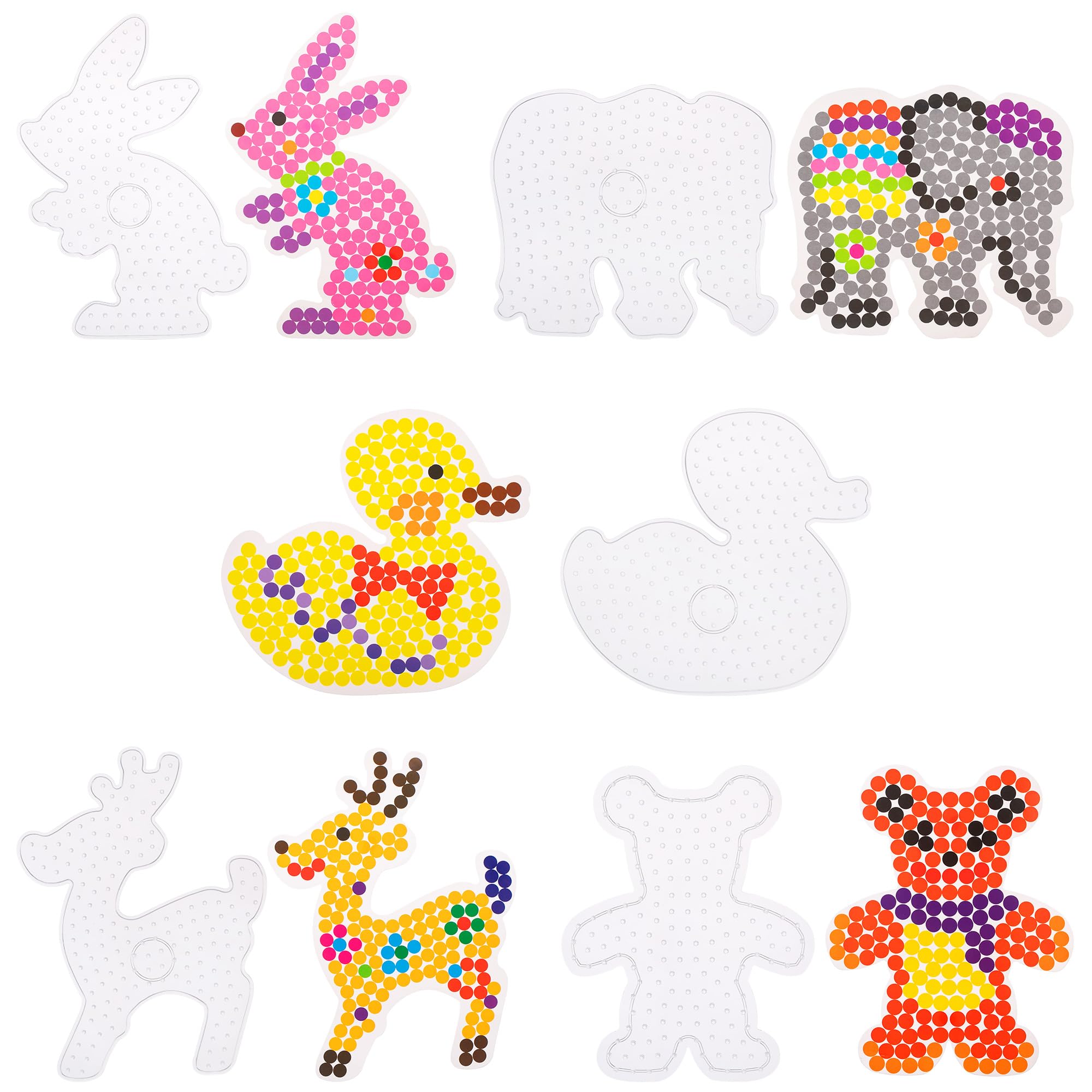 Zocipro 5Pcs 10mm Fuse Beads Pegboards Clear Animal Shape Plastic Pegboards Craft Tray with 5 Colorful Cards for Kids Adults Craft Beads — image 1