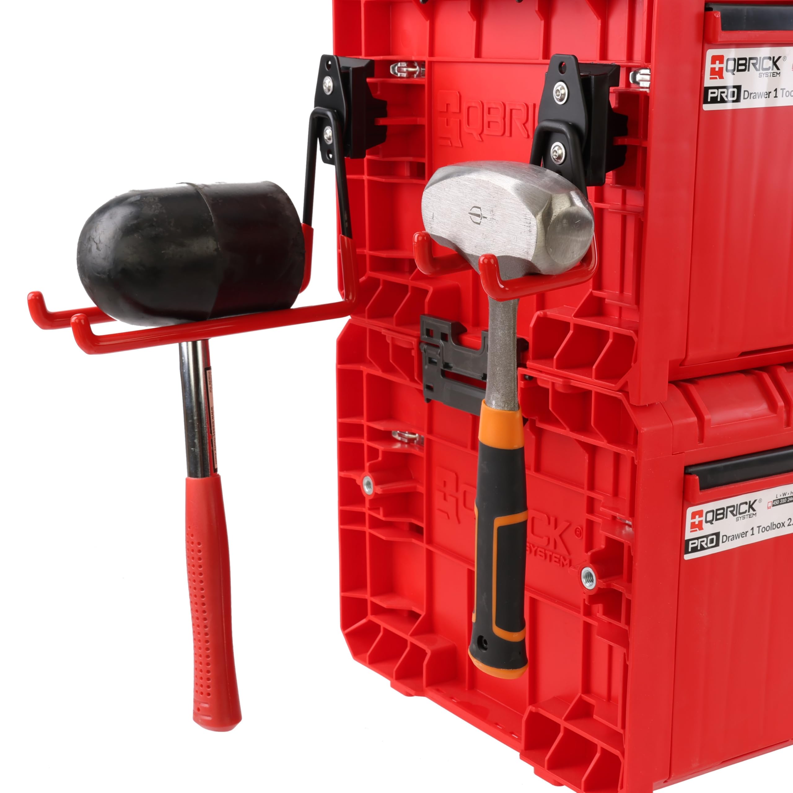 botle Set 14 Stck. Werkzeughaken Qbrick Koffer-System für Werkzeuge Gerade und U-förmig S, M, L Grosse, Stahl mit PVC, Garage, Werkstatt, Elektrowerkzeuge, Doppelhaken, Tragkraft bis 30kg