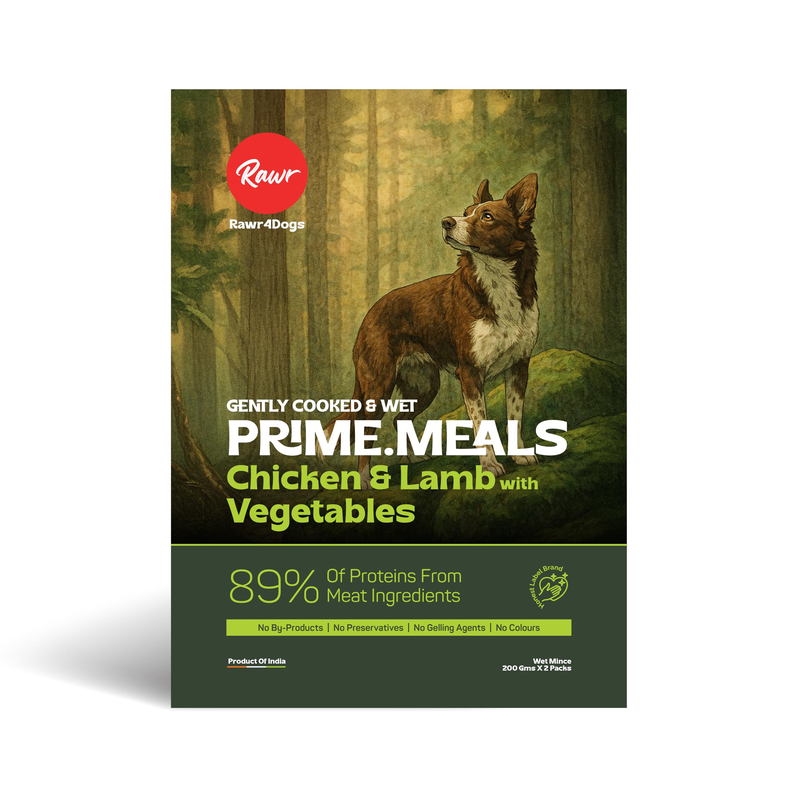 Rawr4Dogs | Prime.Meals | Balanced Wet Dog Food | Chicken, Lamb, and Vegetables | Free from Grains, Gluten and preservatives | 200gms X Pack of 2