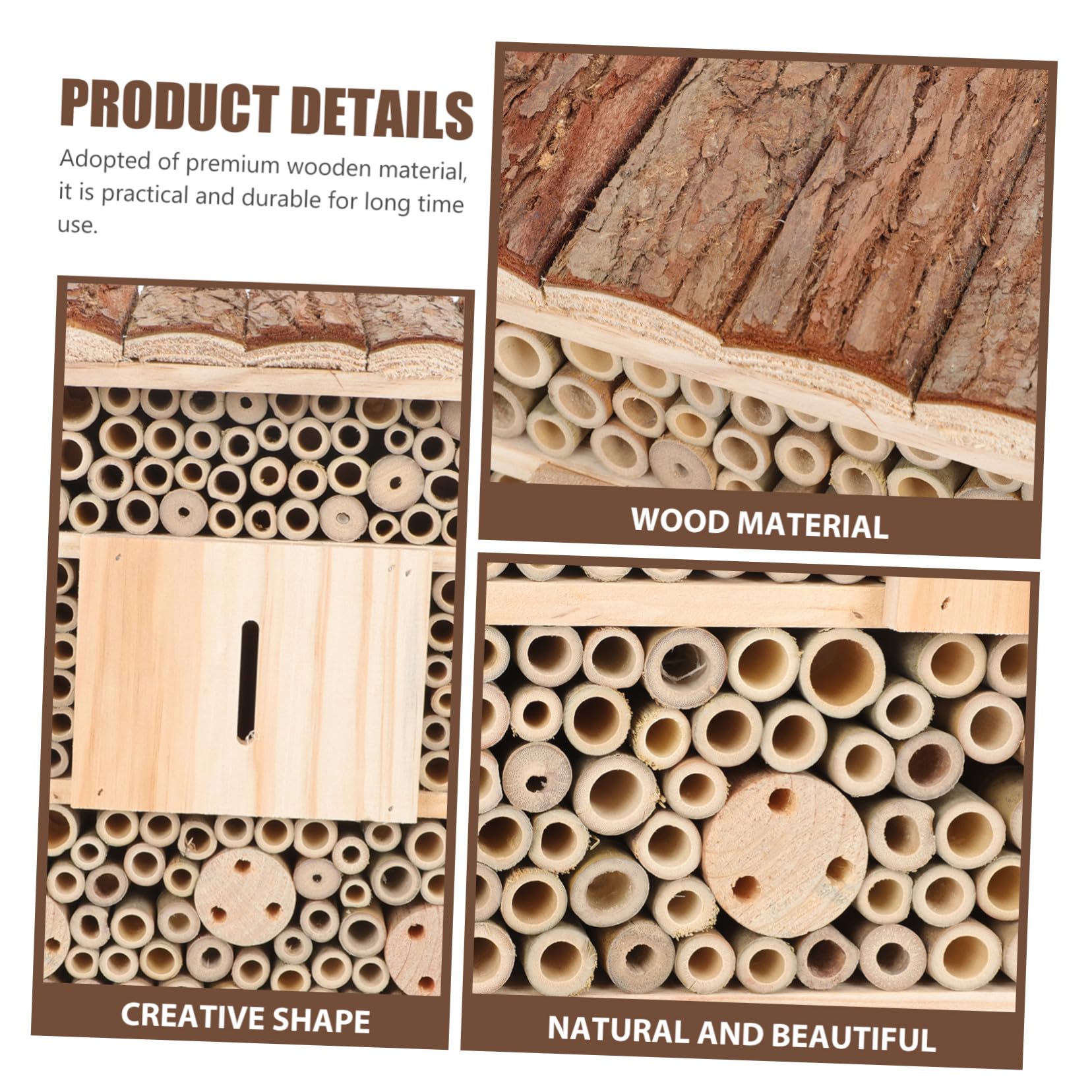 DOITOOL Casa delle Api in Legno Naturale, Habitat Sicuro per Insetti Benefici da Giardino, Casetta Decorativa per Esterno e Cortile, Protezione Nidi e Supporto All’impollinazione