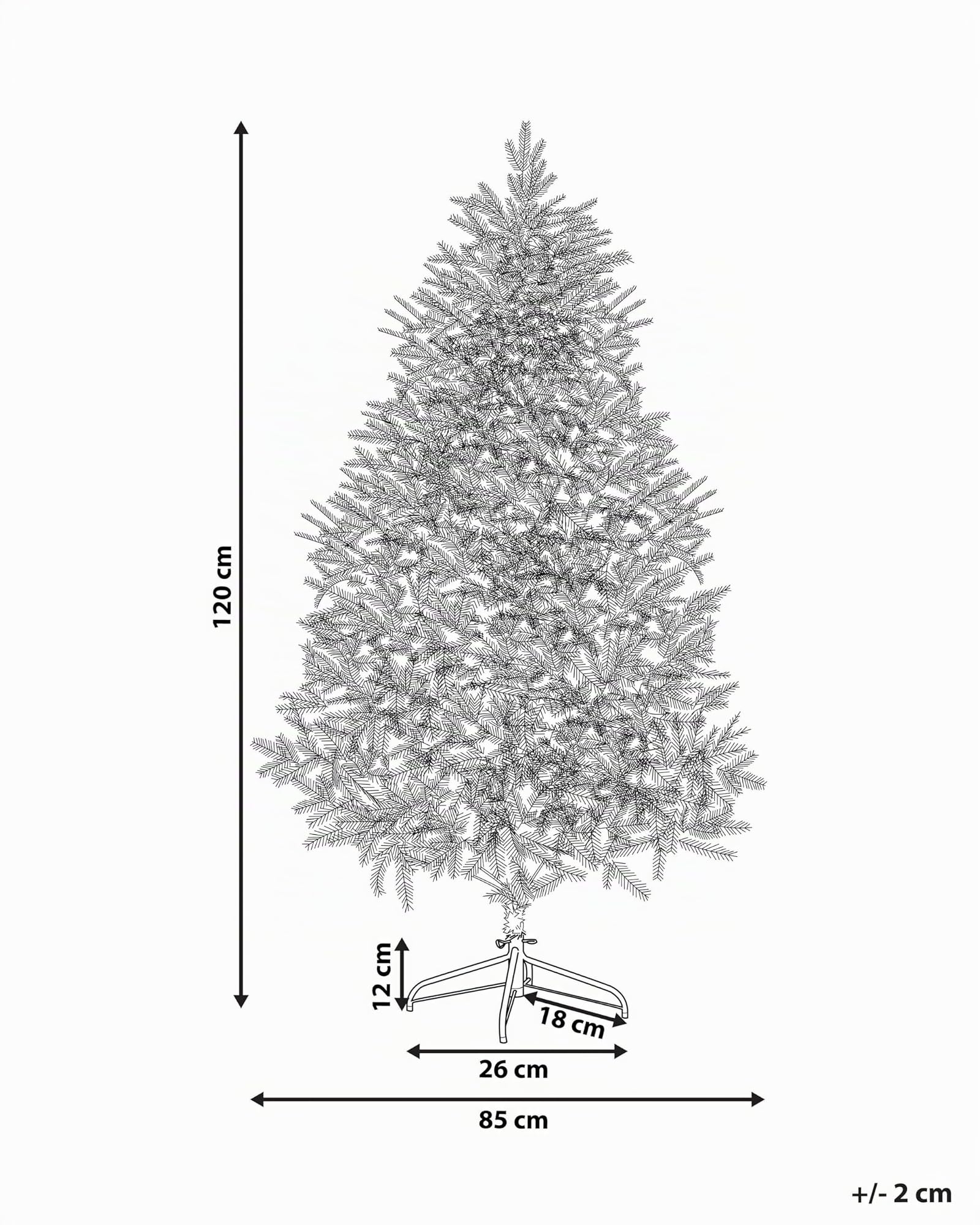 Sapin de Noël Artificiel Effet Neige 120 cm Idéal avec Branches Facilement Ajustables Aspect Naturel et Réaliste Parfait pour Tout Intérieur Beliani