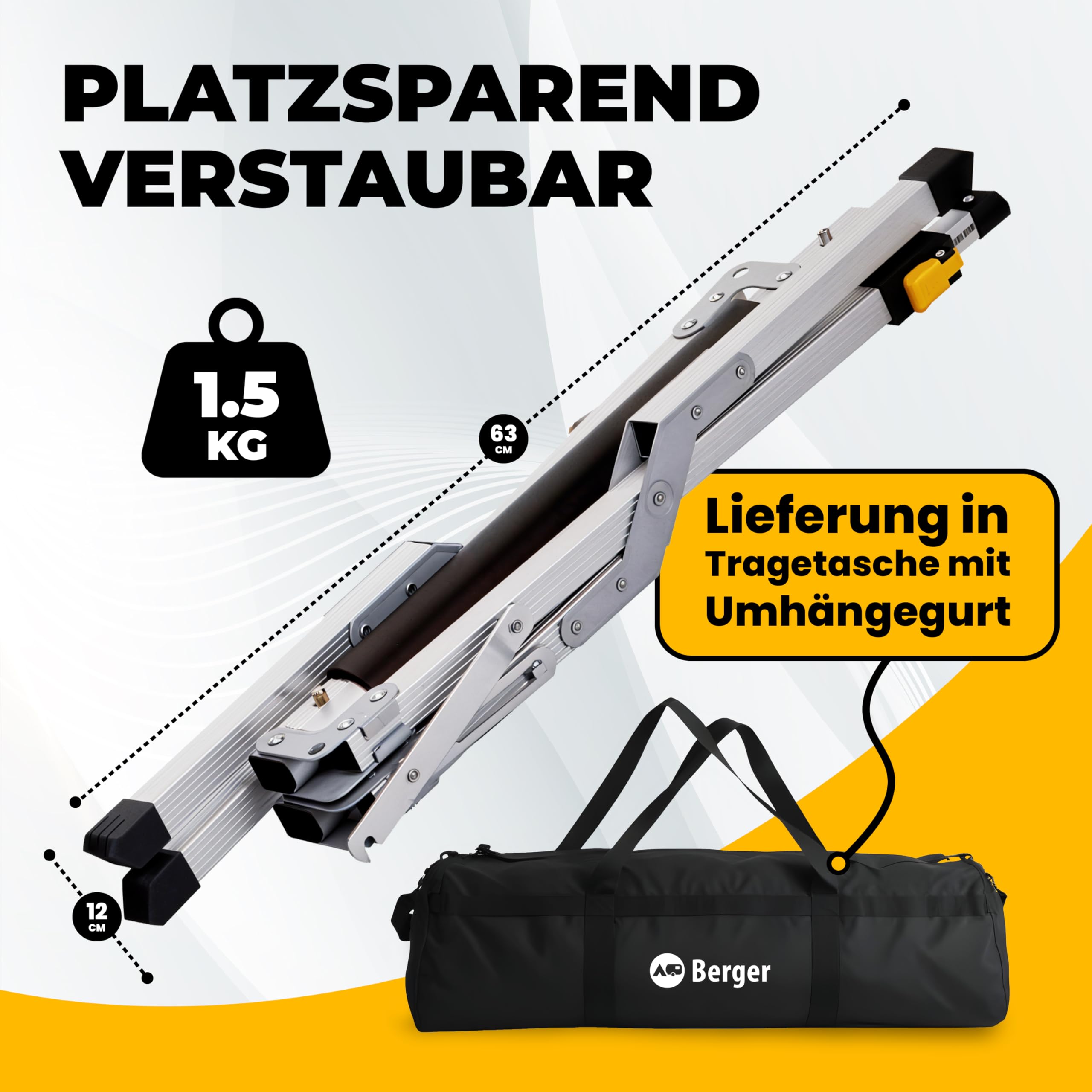 Berger | Supporto per Frigo Portatile - Leggero e Regolabile su Due Livelli con Borsa - Adatto a Frigorifero Portatile e Frigo Portatile Elettrico - Resistente Fino a 28kg