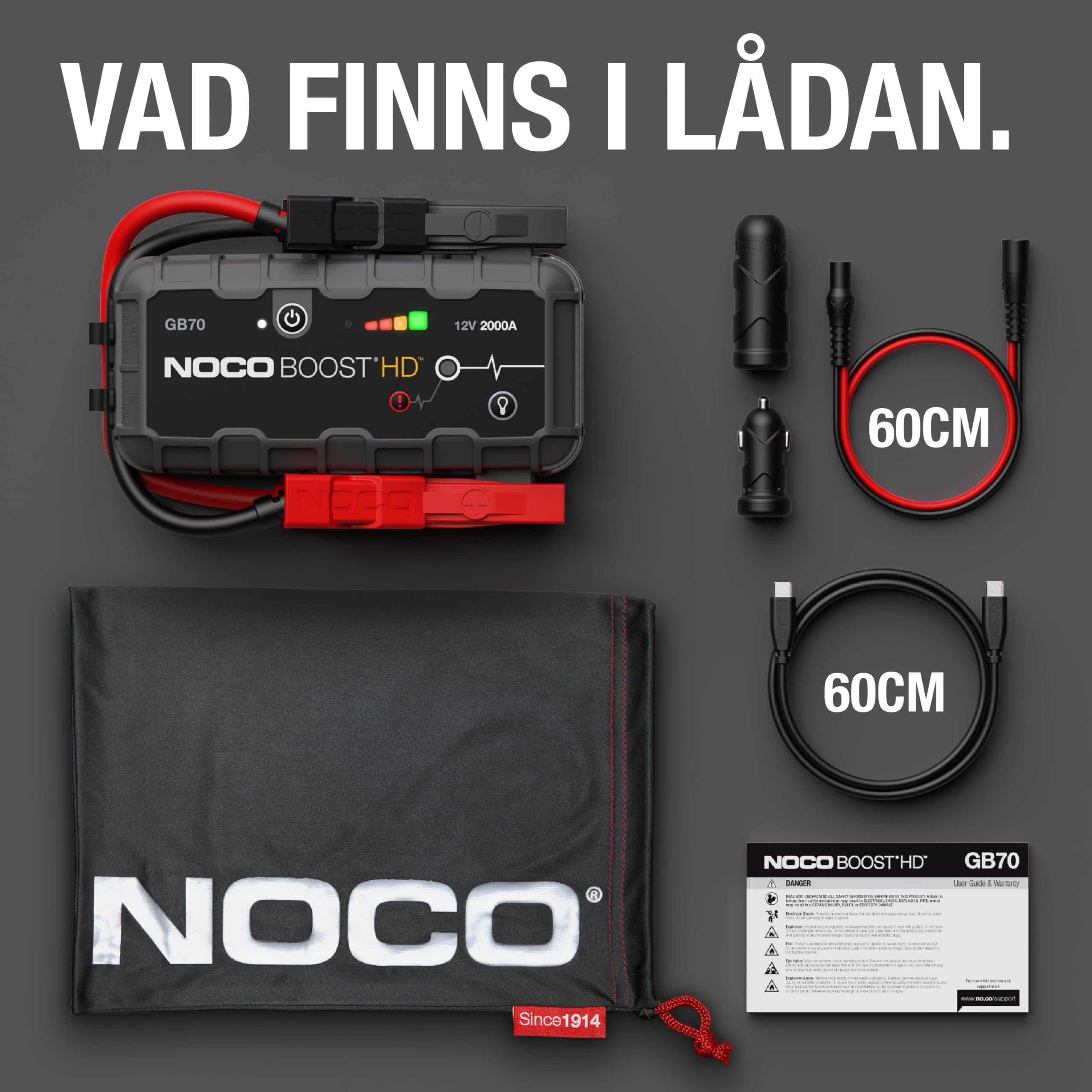 NOCO Boost HD GB70 2000 Amp 12-Volt UltraSafe Portable Lithium