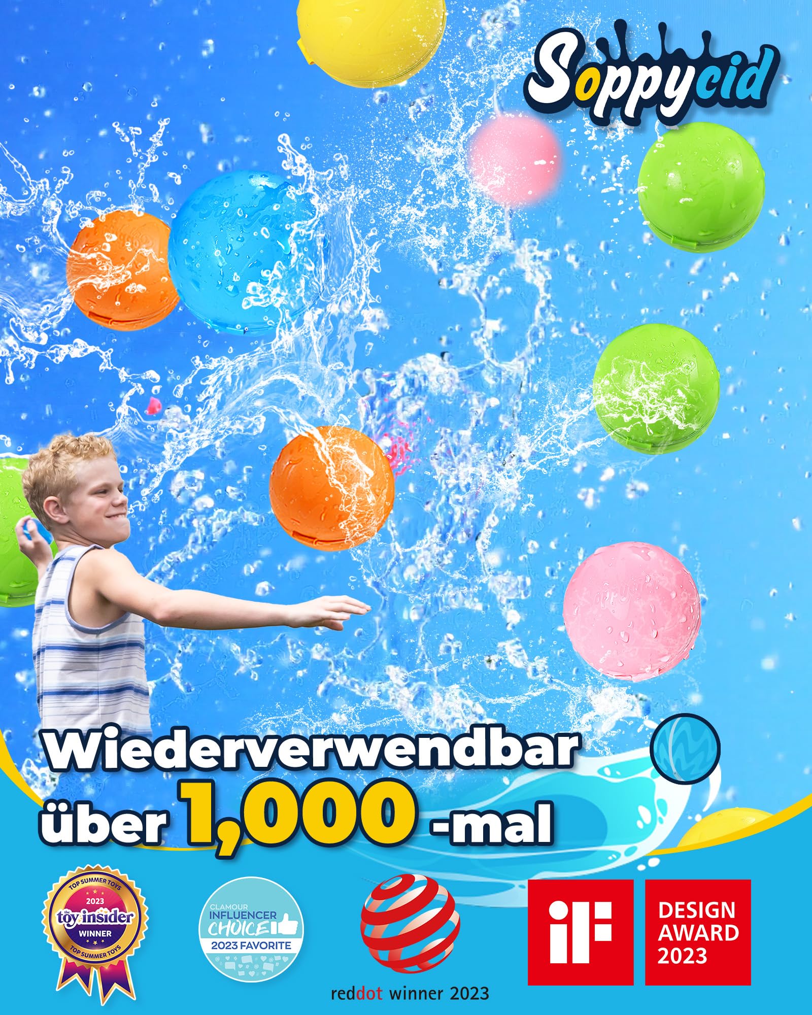 KOKODI Wasserbomben Wiederverwendbar, Silikon Schnellfüllen & Selbstverschließen Wasserbomben für Kinder & Erwachsene, Wasserspielzeuge für Sommer Schlachtspaß (12pcs)
