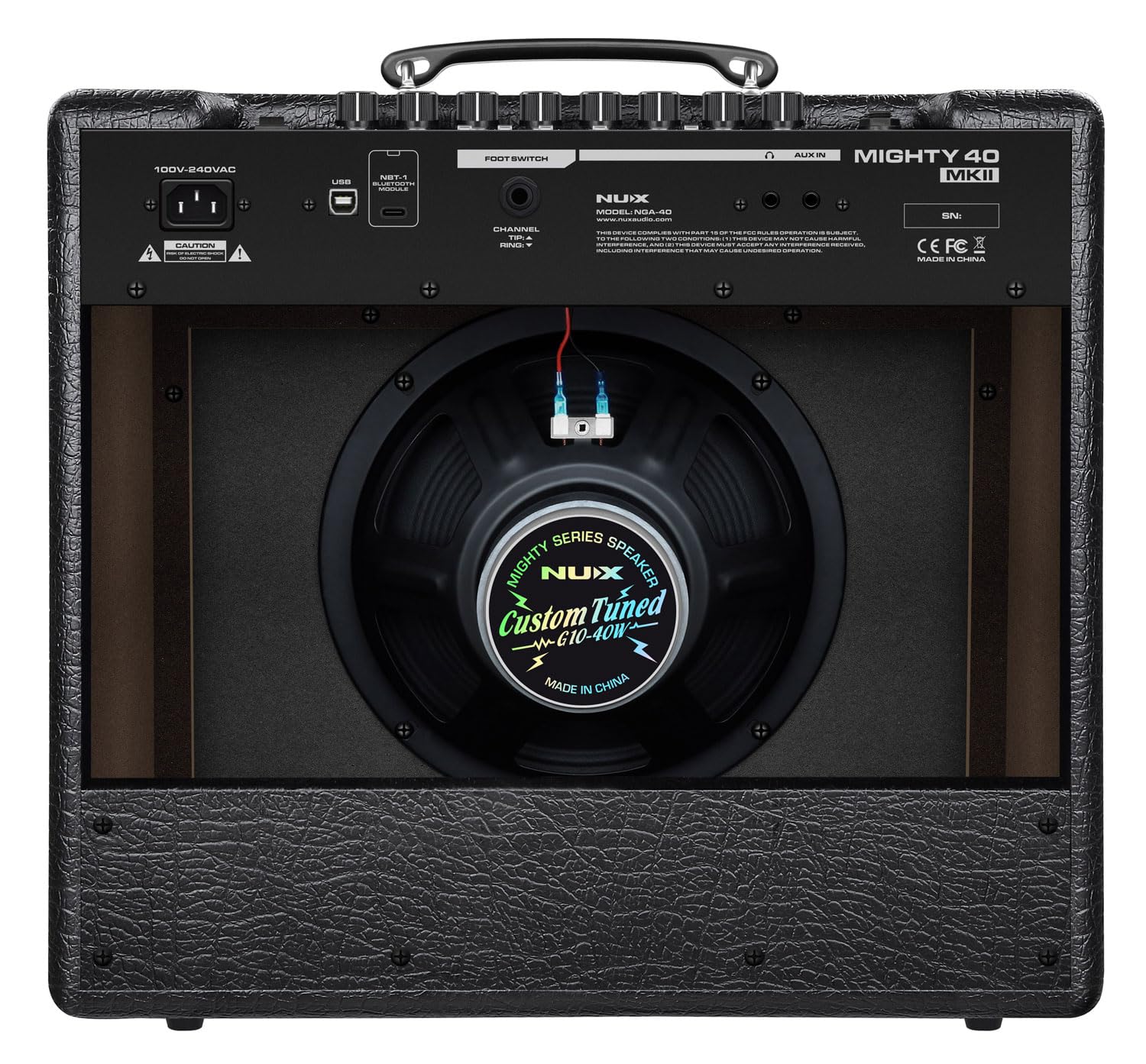 NU-X Mighty 40 mkII - Amplificador de Guitarra con Efectos | Amplificador de Modelado portátil de 40 W, Bluetooth, Interfaz USB y máquina de Tambor para Guitarras eléctricas, práctica y grabación