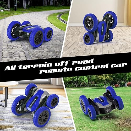 Miniatura 5 de Wsiyen Auto de control remoto para niños juguetes para niños de 6 7 8 9-14 años autos RC giratorios de doble cara de 360 auto de acrobacias de Azul,