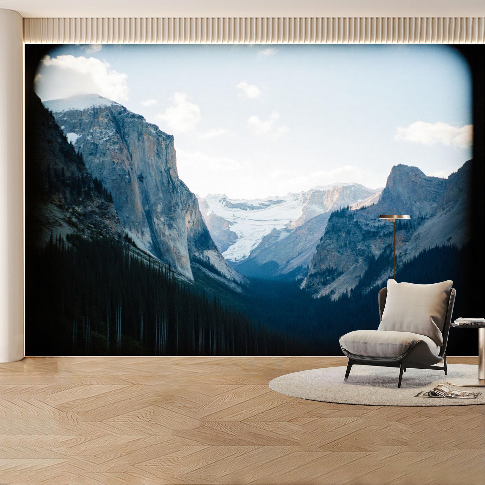 Custom Wall Mural Wallpaper Snowy Mountain Forest Landscape Nature 3D Effect Large Wall Art Mural Design Misty Nordic Luxury Removable SelfAdhesive Large Photo for Living Room， Bedroom， Office