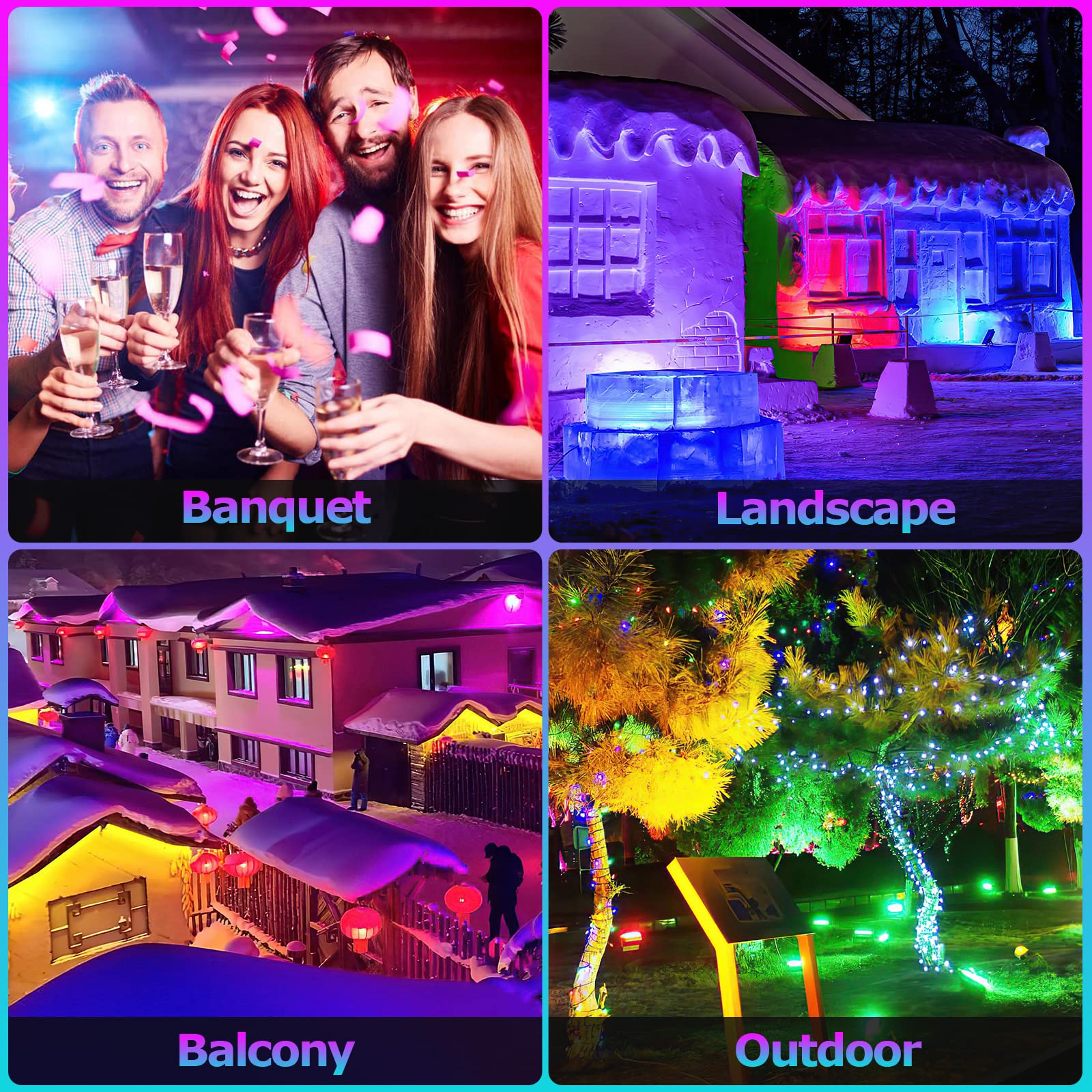 4 set 10W Faretto RGB da esterno, Faretti LED colorato con Telecomando, 16 Colori 4 Modalità Dimmerabile, Modalità di memoria, IP66 Impermeabile per Giardino Festival (Senza Spina)