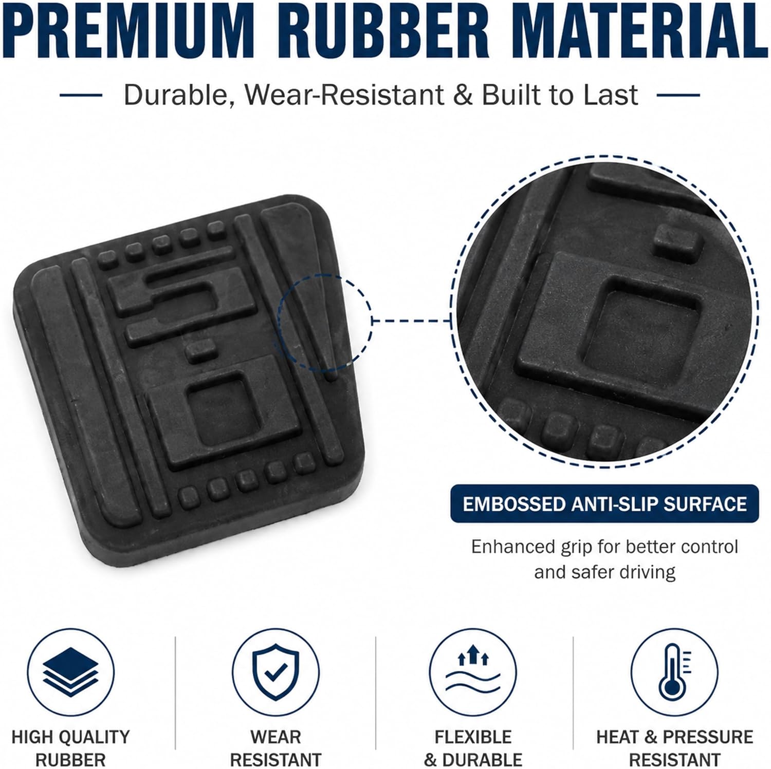 2PCS/SET 5.0 Embossed Rubber Clutch & Brake Pedal Pads Fits for 1979-1993 Mustang 5 Speed Manual