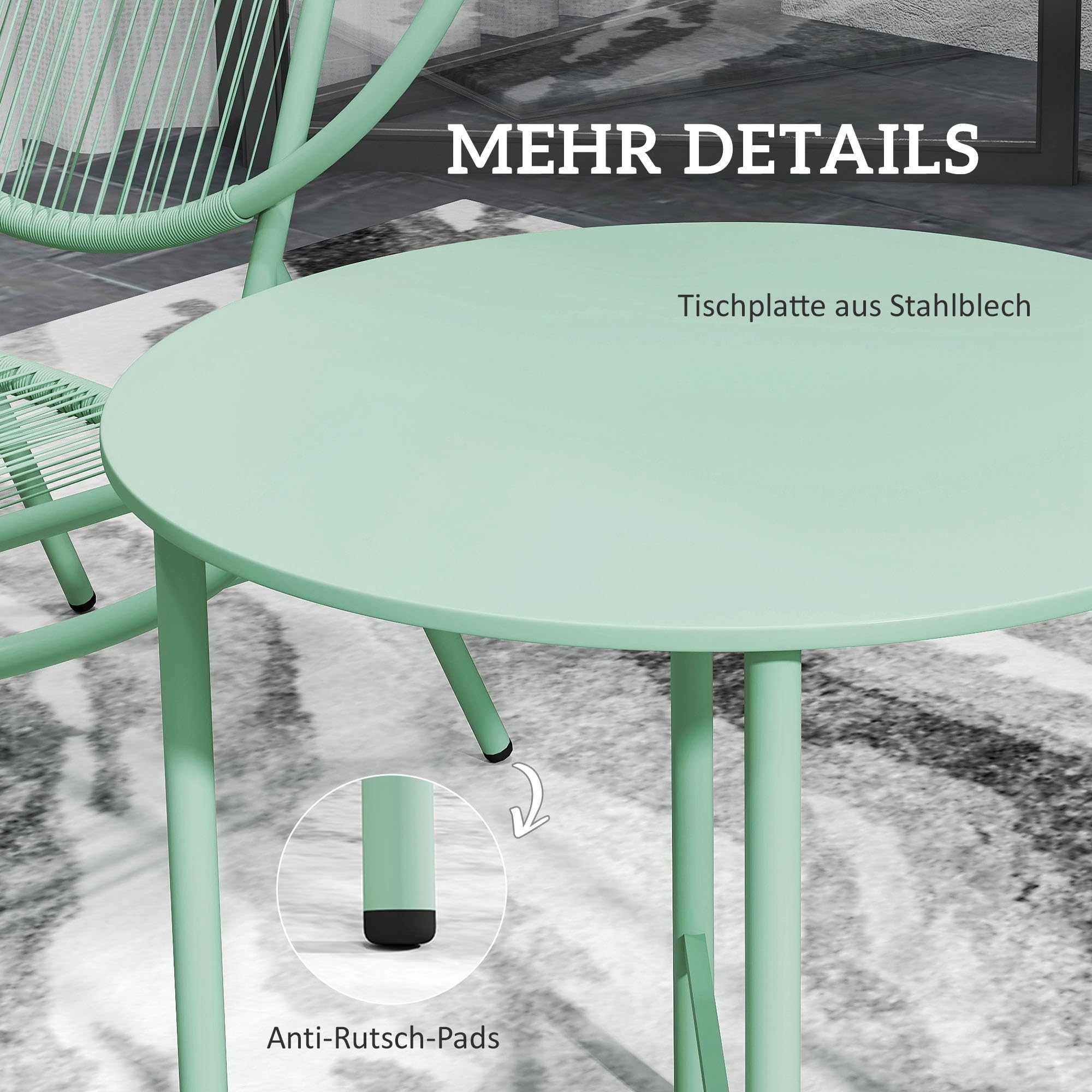 Outsunny Bistro Set 3 pièces en acier résistant aux intempéries meubles de jardin table de bistrot chaises ergonomiques