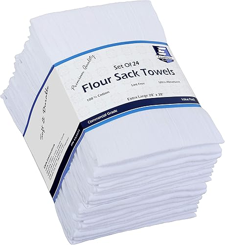 Miniatura 9 de Flour Sack - Toallas de cocina blanco paquete de 12 100 algodón servilleta de tela de 28 x 28 pulgadas envoltura de pan gasa toallas de cocina