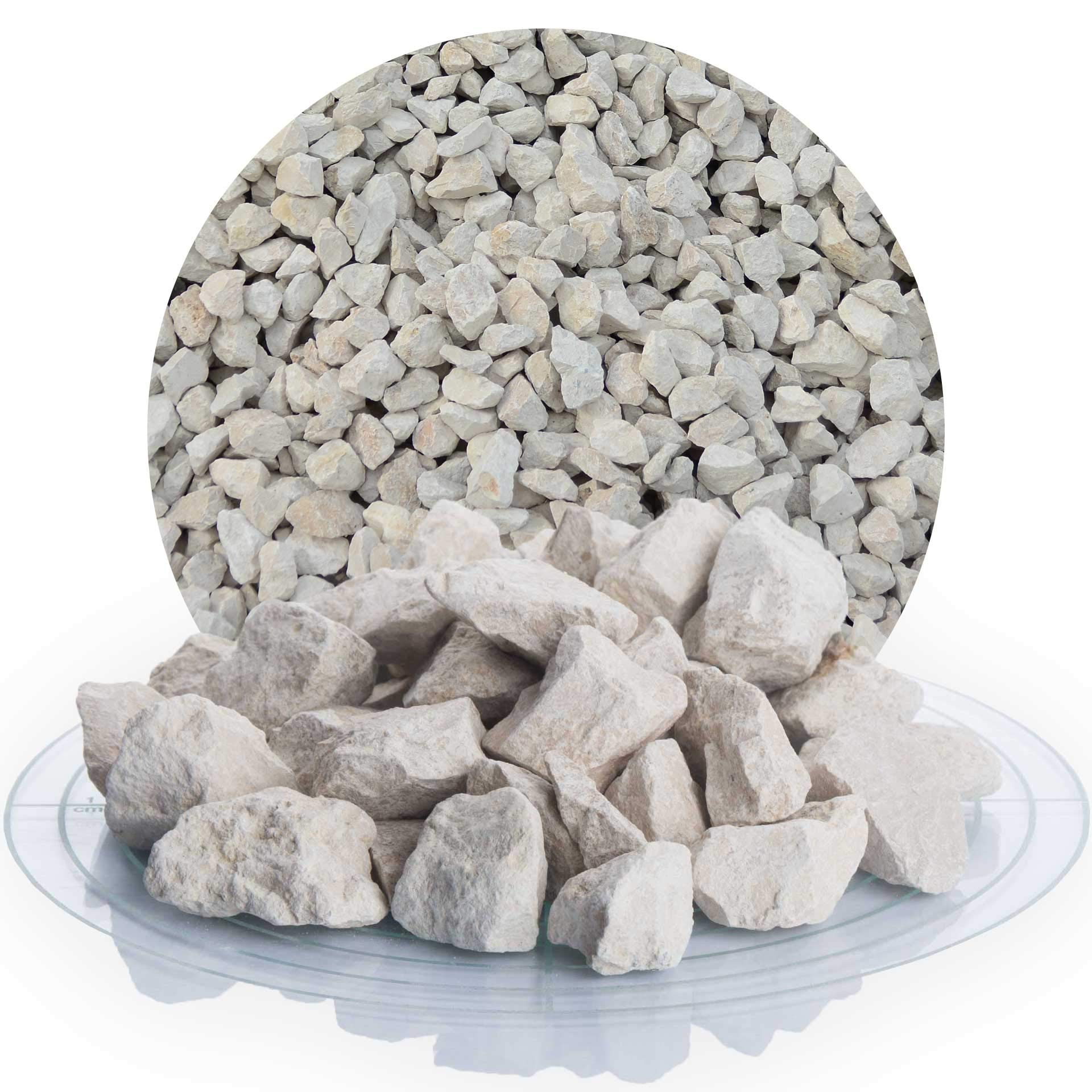 Schicker Mineral Kalk Ziersplitt beige 25 kg, Kalksplitt Yellow Sun, Deutscher Naturstein, farbecht, witterungsbeständig, ideal zur Gartengestaltung, Fassadenschutz, Schotter (Kalk Splitt, 22-32 mm)