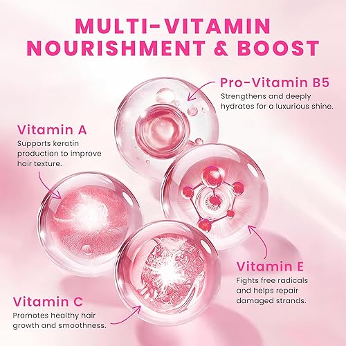 Miniatura 4 de Hussell - Suero para el cabello, sin enjuague con aceites de argán, macadamia y aguacate, vitaminas A, E, Pro B5, acondicionador para mujeres y