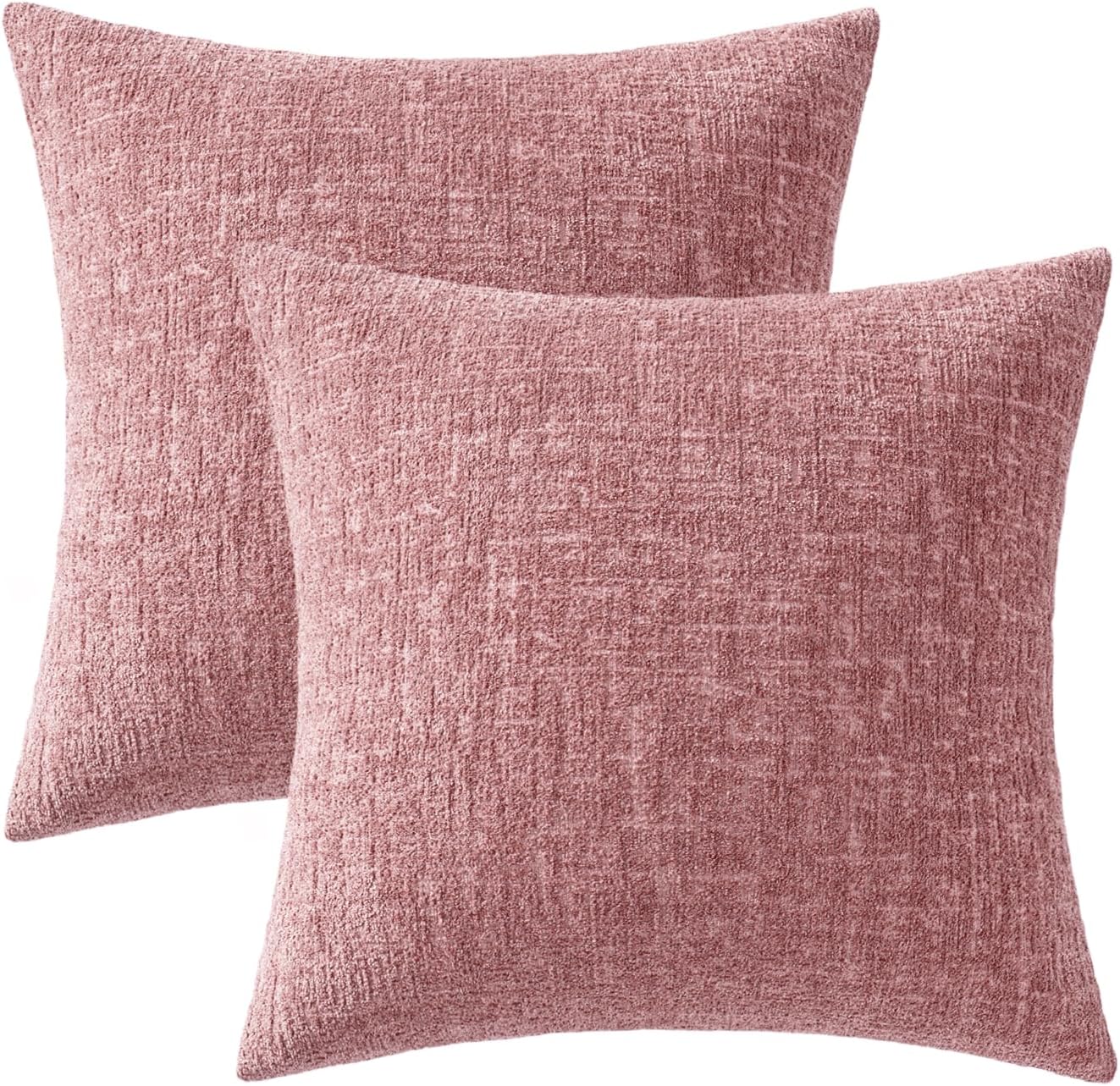 MIULEE Decorative Throw Pillow Covers 24x24 Pack of 2 Blush Pink Spring Couch Pillow Covers Soft Cozy Textured Chenille Pillowcases for Home Decor Sofa Living Room Cushion Bedroom