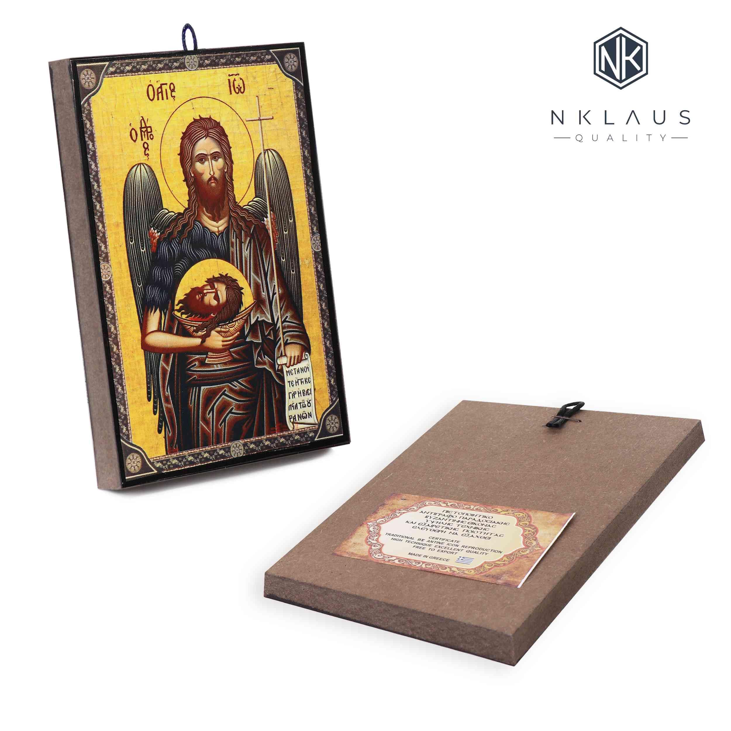 NKlaus Icona Giovanni Battista, 9,7 x 13,5 x 1,2 cm, icona cristiana ortodossa dalla Grecia 1020