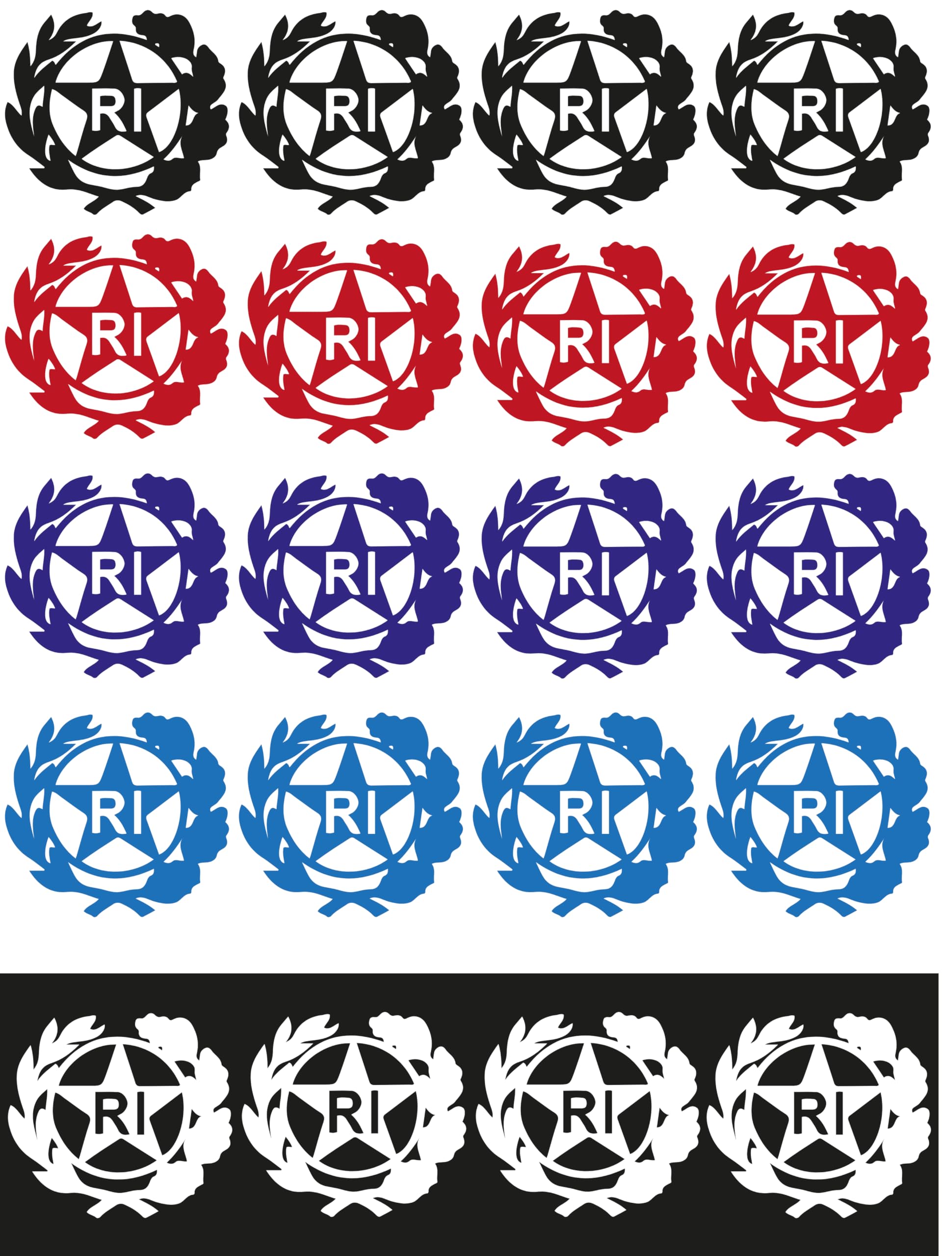 StampaGenerale® - Bollino Adesivo per Targa Auto e Moto con Stemma Logo RI in PVC Resistente e Impermeabile Facile da Applicare Ideale per Restauri (13x13 mm) (2, Bianco)