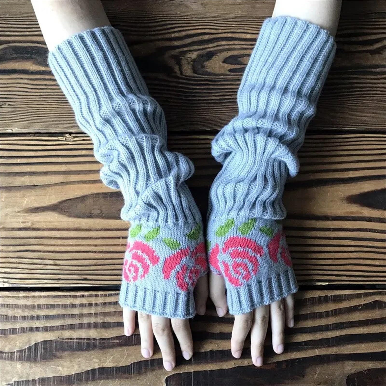 3 pares de guantes invierno punto rosa medio dedo alargados incluso brazo for mujer Para Correr, Ciclismo, Conducir