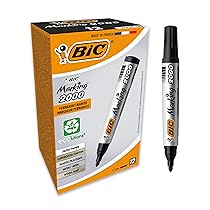BIC Intensity, Marking 2000, Pennarelli Indelebil Neri ECOlutions, con il 51% di Materiali Riciclati, Punta Tonda Resistente, Cancelleria Casa e Ufficio, 12 Unità