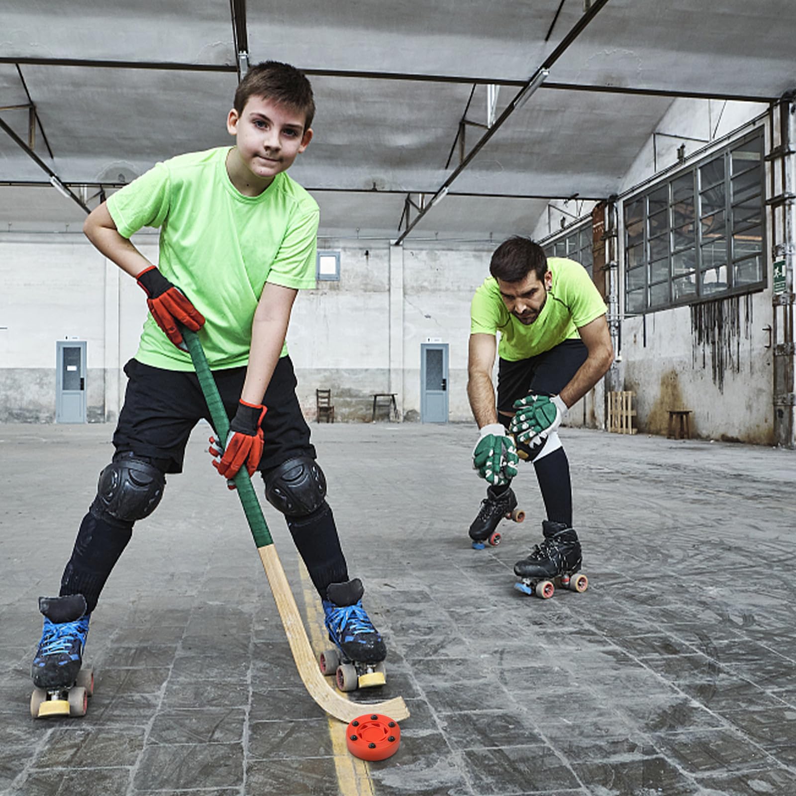 YARNOW Puck da Hockey su Rotelle Rosso, 2 Pezzi, Allenamento e Gara