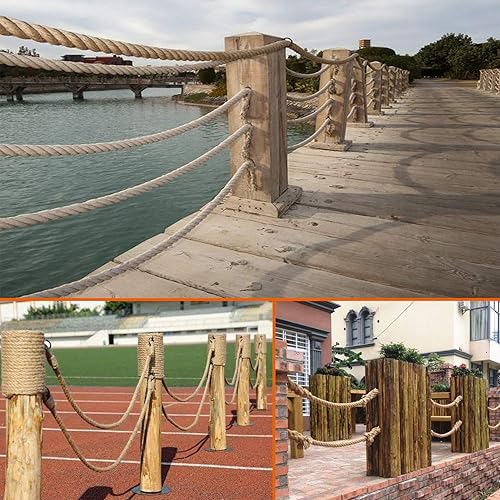 Miniatura 7 de Cuerda de manila de 1-14 pulgadas x 100 pies, cuerda de manila trenzada gruesa de yute de 1.25 pulgadas para paisajismo, manualidades, deportes,