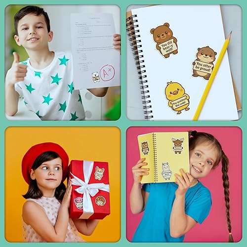 Miniatura 7 de 200 calcomanías de animales positivos para niños  Paquete de calcomanías de afirmación de puto lindos animales inspiradores para botellas de agua,