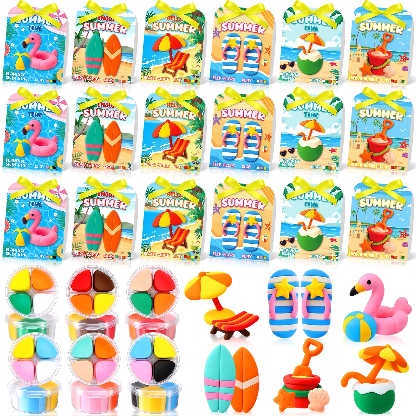 Capoda 30 Sets Air Dry Clay Kit for Kids End of School Year Gifts DIY Modeling Clay Arts Crafts Kit for Summer Beach Pool Party Favors Art Projects Fun Activities Classroom Gifts Rewards Supplies