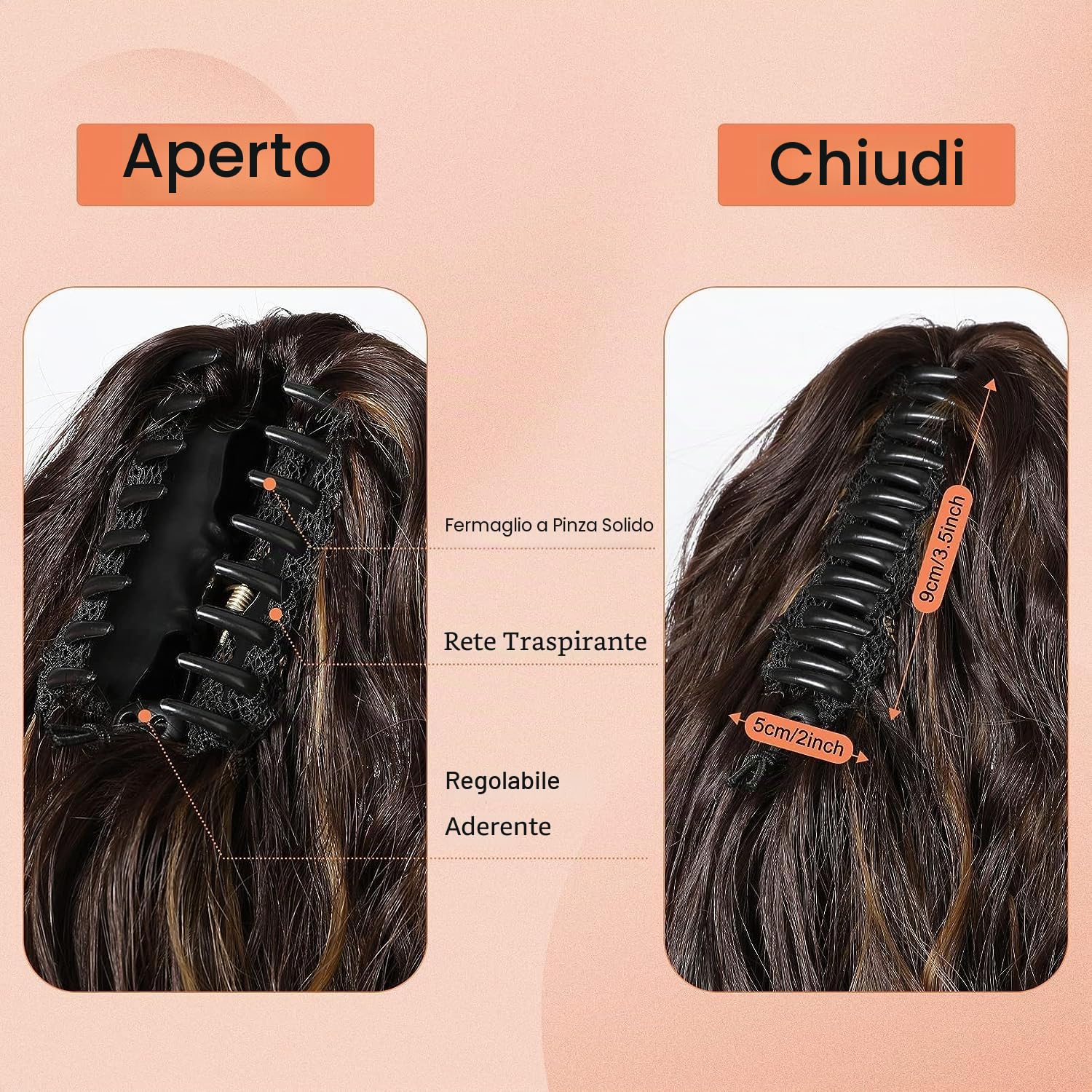 PORSMEER Extension di capelli sintetici naturali con clip, 45 cm di lunghezza, capelli sintetici naturali da donna