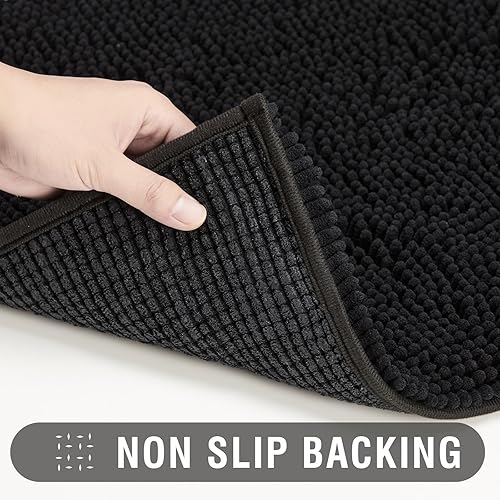 Miniatura 5 de Alfombras de baño de felpa suave de felpilla para baño, 32 x 20 pulgadas, antideslizantes, absorbentes, lavables a máquina, tapetes esponjosos para