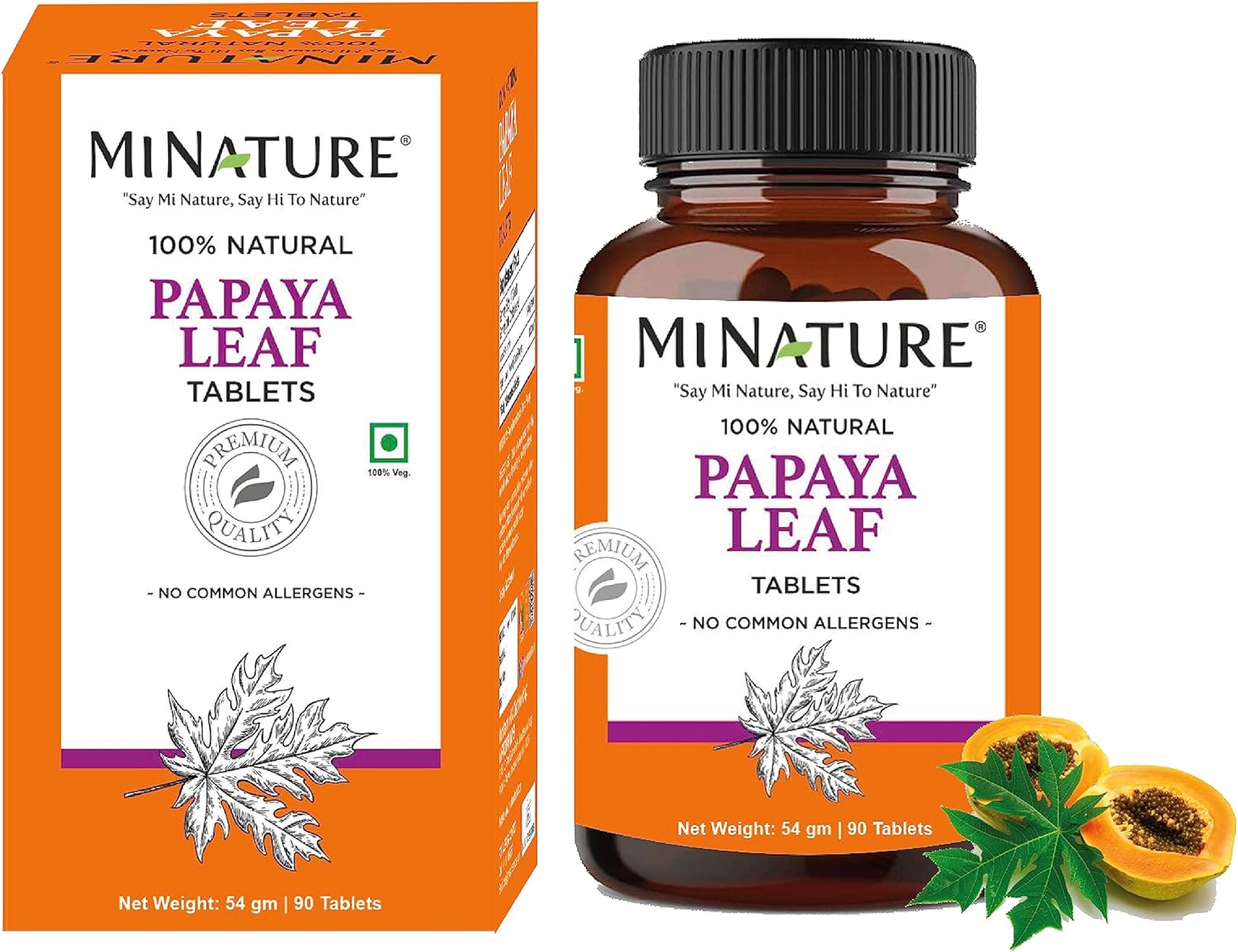 Papaya Leaf Tablets by mi Nature 90 Tablets, 1000 mg 45 Days Supply